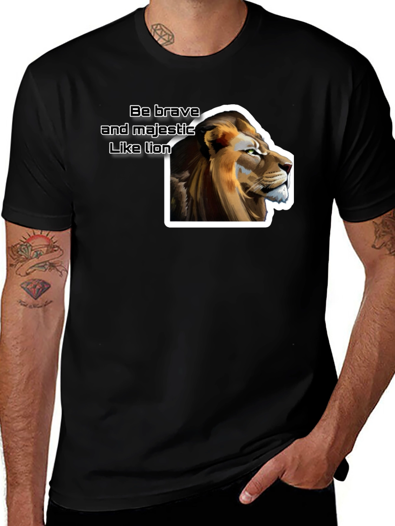 Variant 20 of Lion Graphic Tee - Be Brave & Majestic T-Shirt