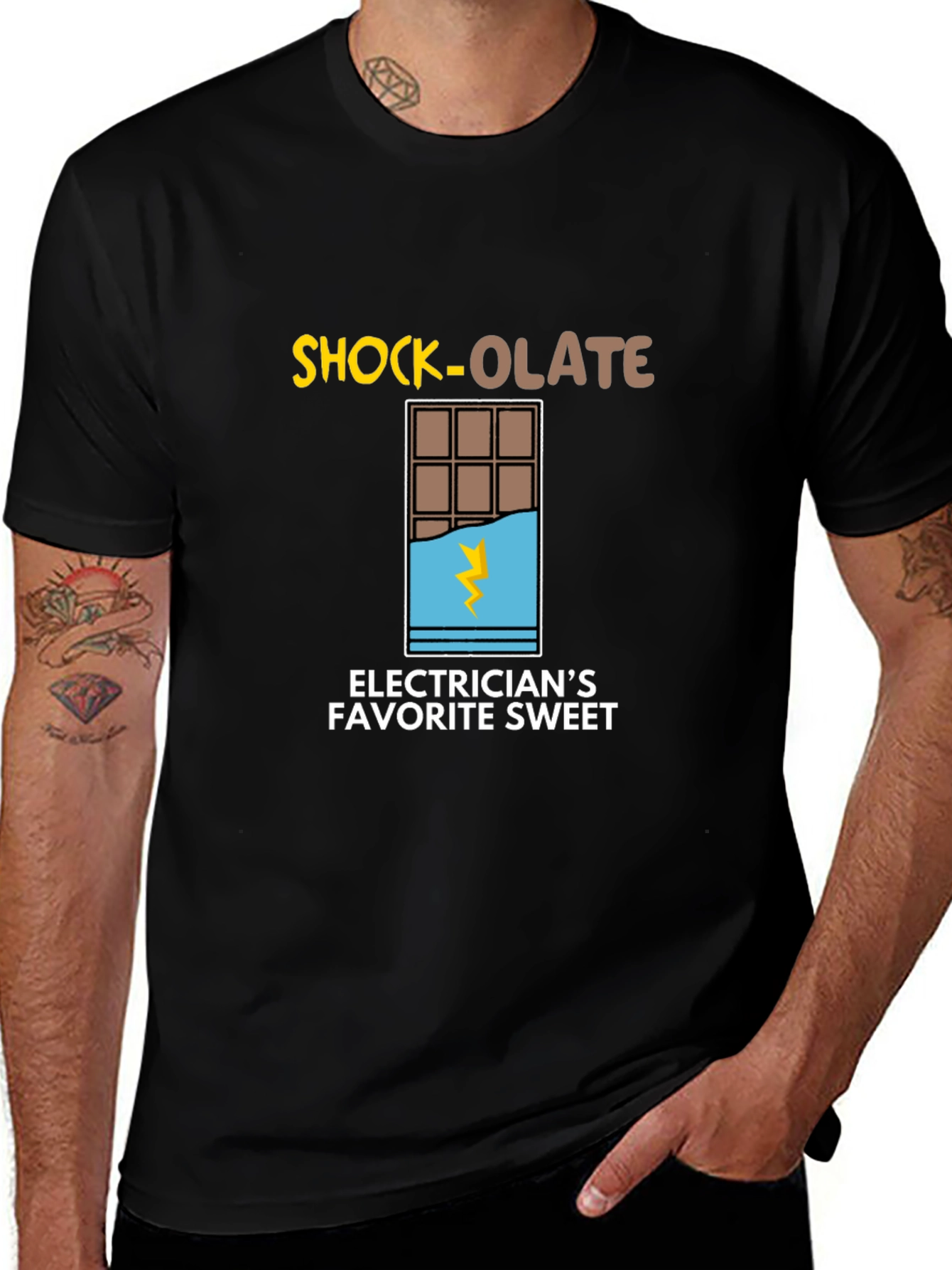Variant 7 of Shock-olate Electrician's Favorite Sweet Black T-Shirt
