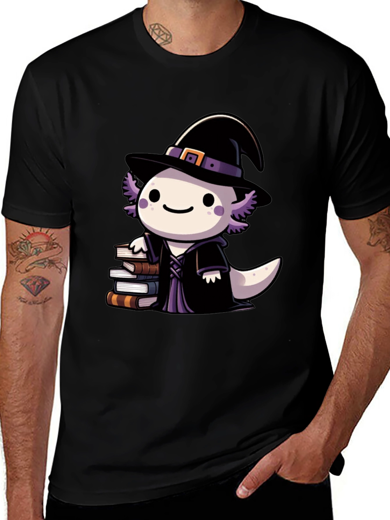 Axolotl Witch T-Shirt - Whimsical Halloween Style