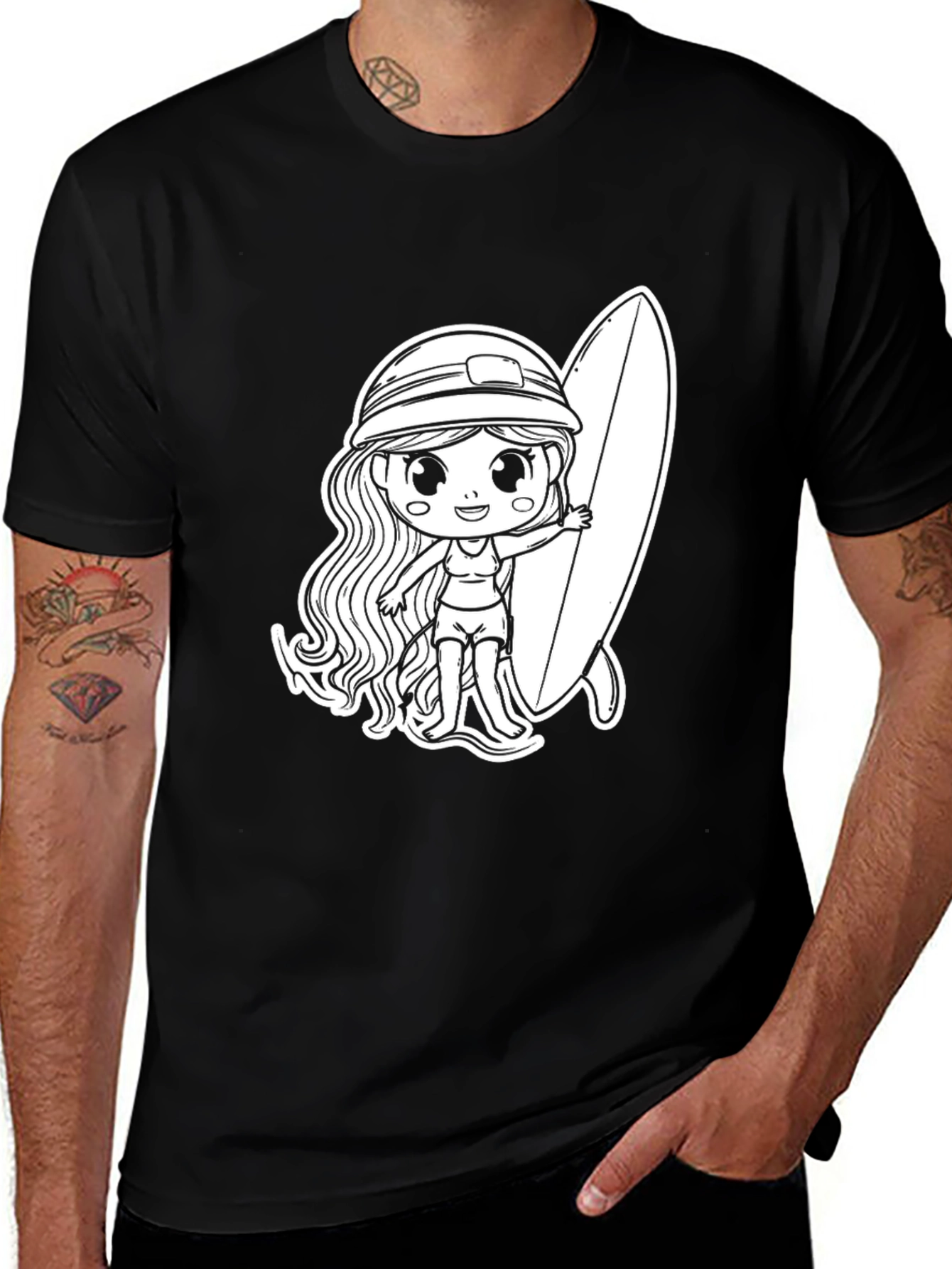 Variant 19 of Surfer Girl Graphic T-Shirt - Black