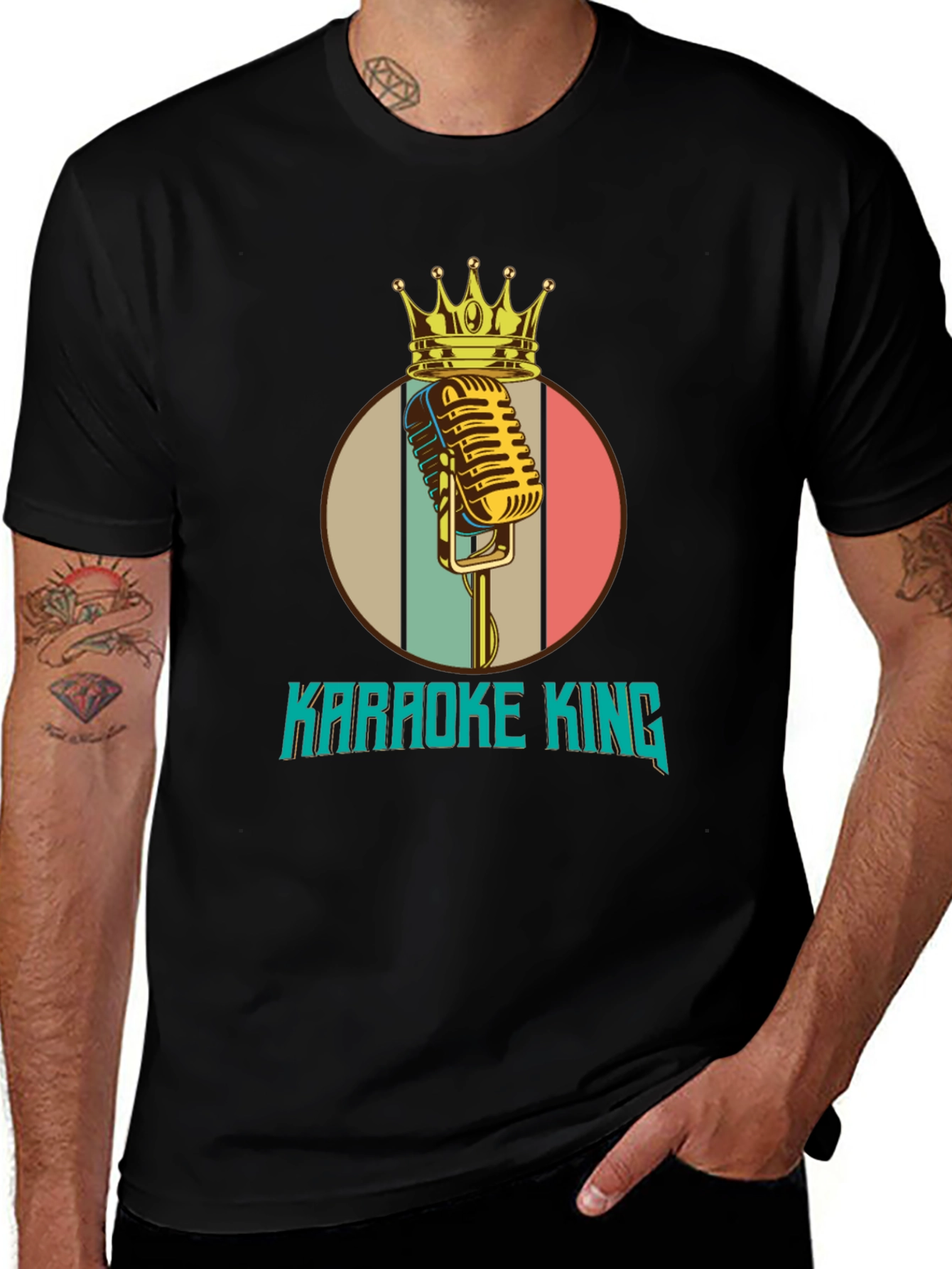 Karaoke King Graphic Tee - Microphone Crown Design