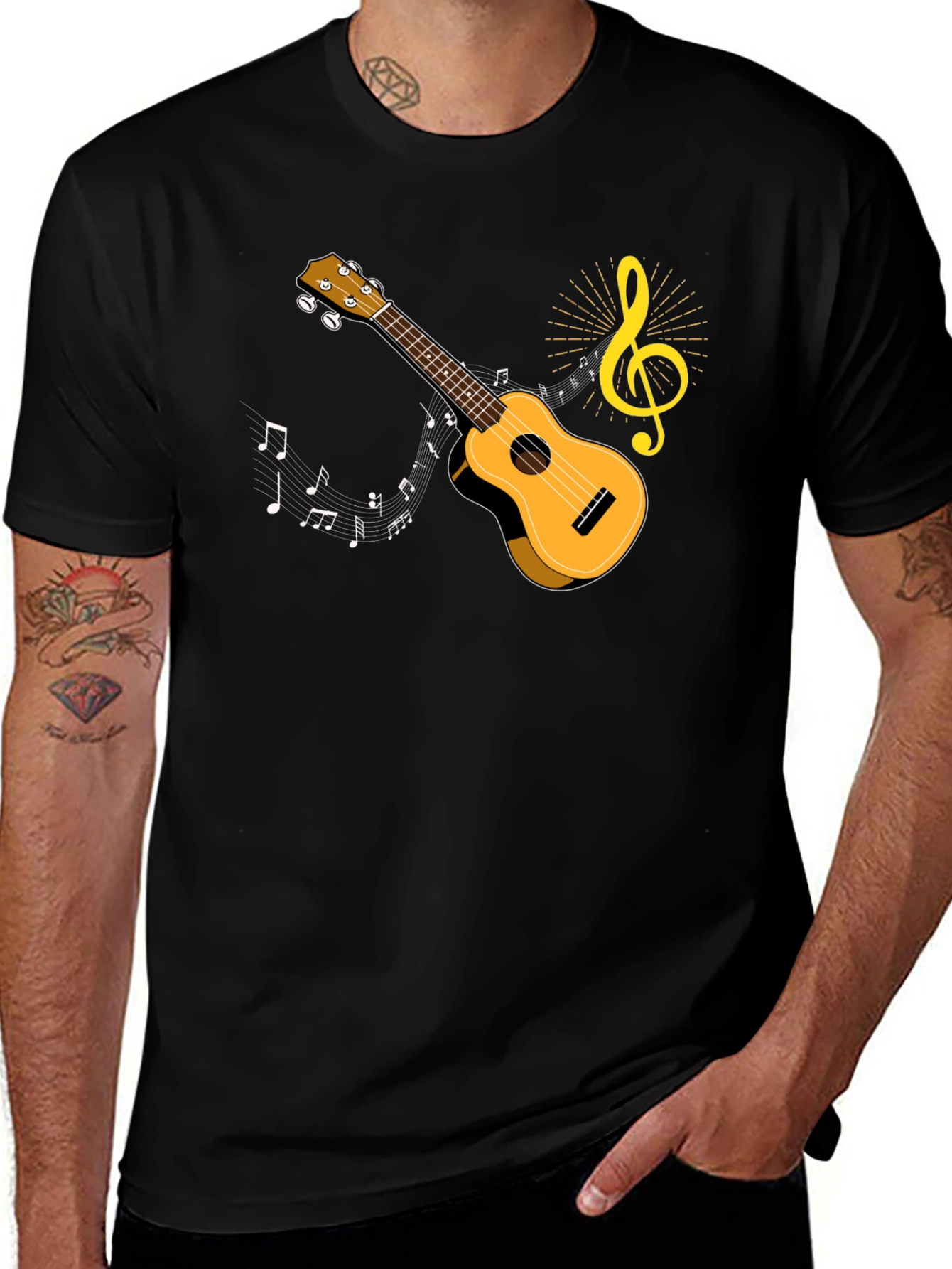 Variant 10 of Ukulele Music T-Shirt - Musical Note Graphic Tee