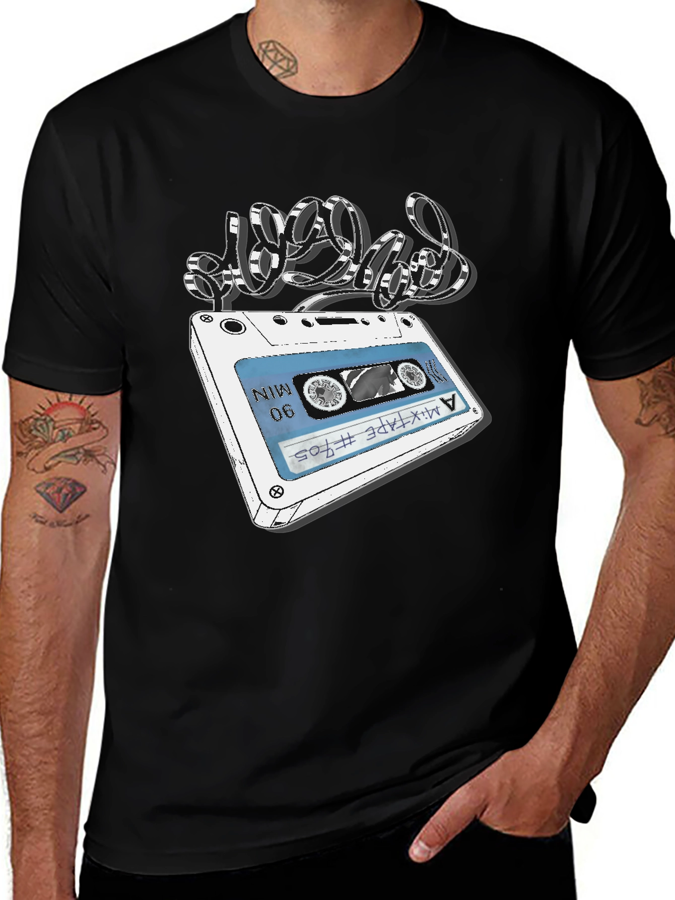 Variant 23 of Retro Mixtape Graphic Tee - Black