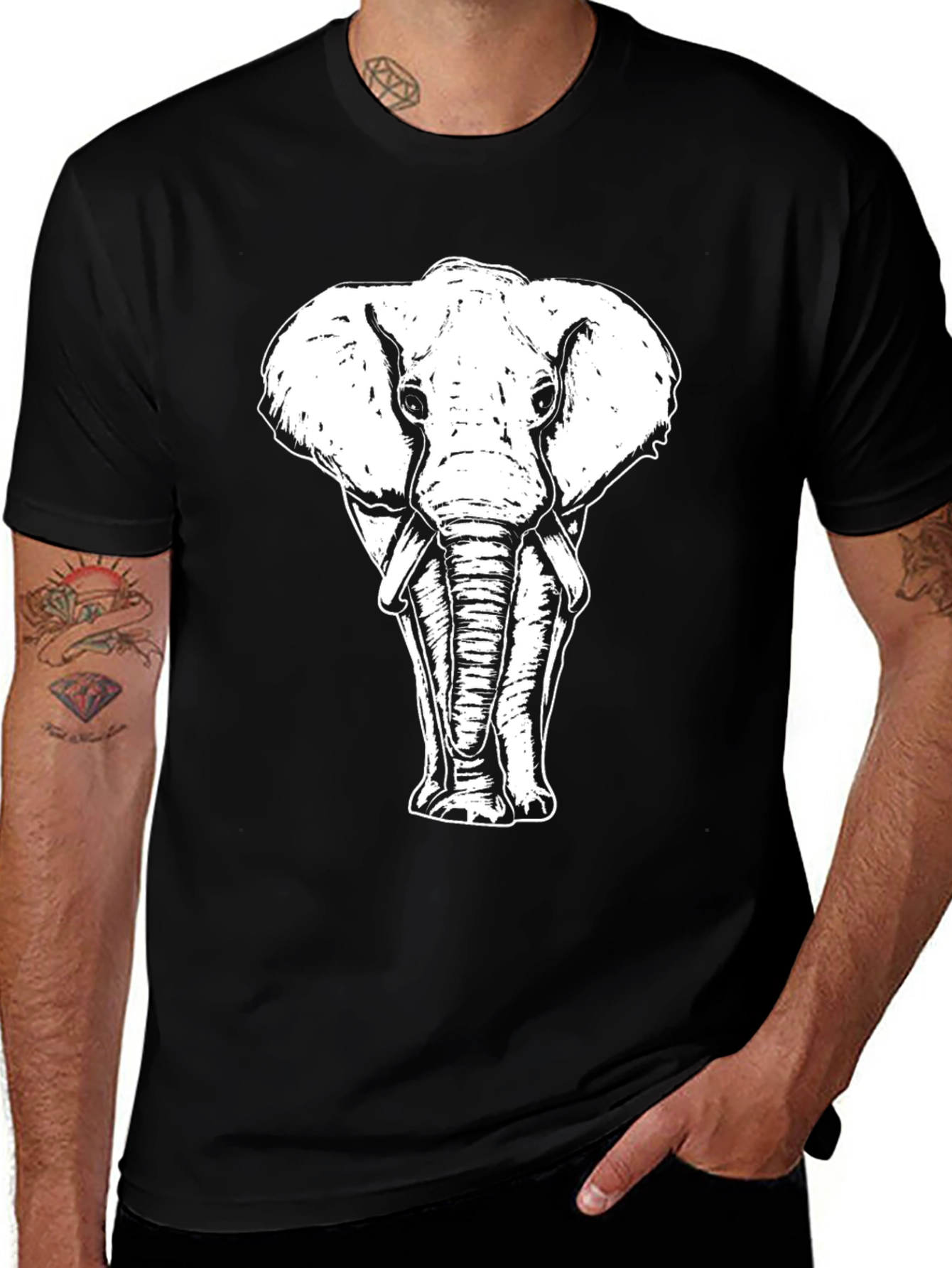 Variant 26 of Elephant Graphic Tee - Cool Animal Print Shirt