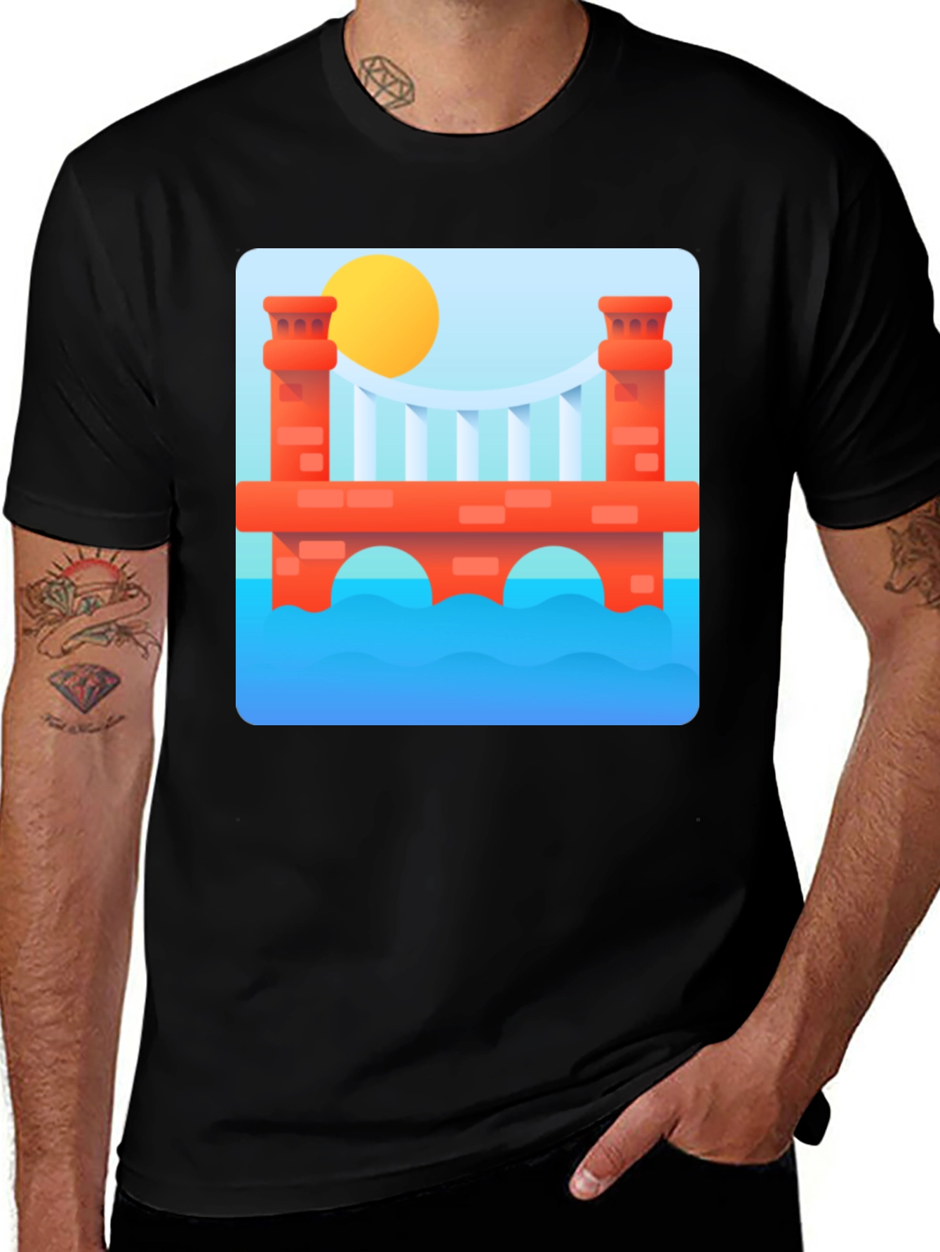 Variant 12 of Abstract Bridge Graphic T-Shirt