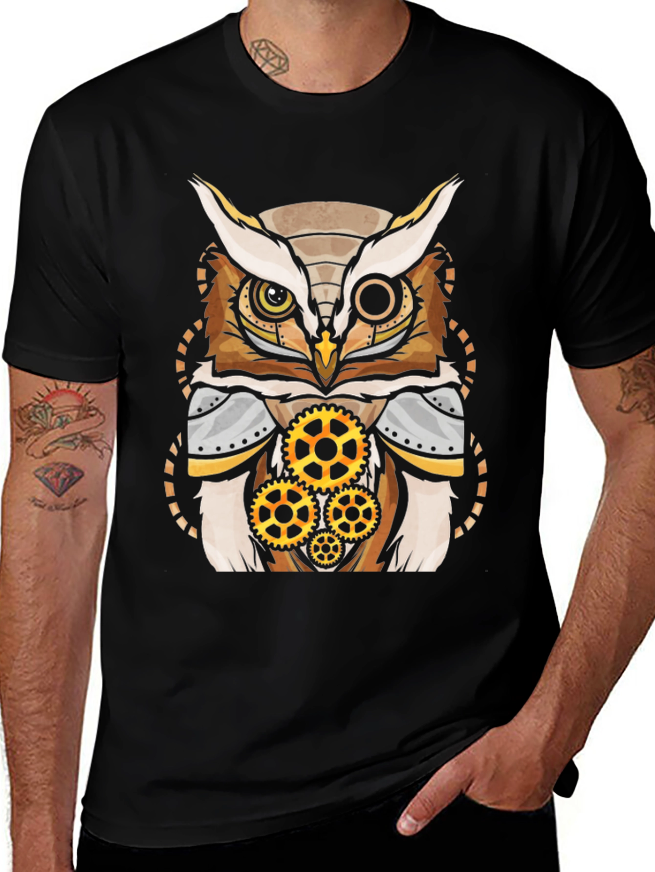 Variant 27 of Steampunk Owl Graphic Tee - Unique Design T-Shirt