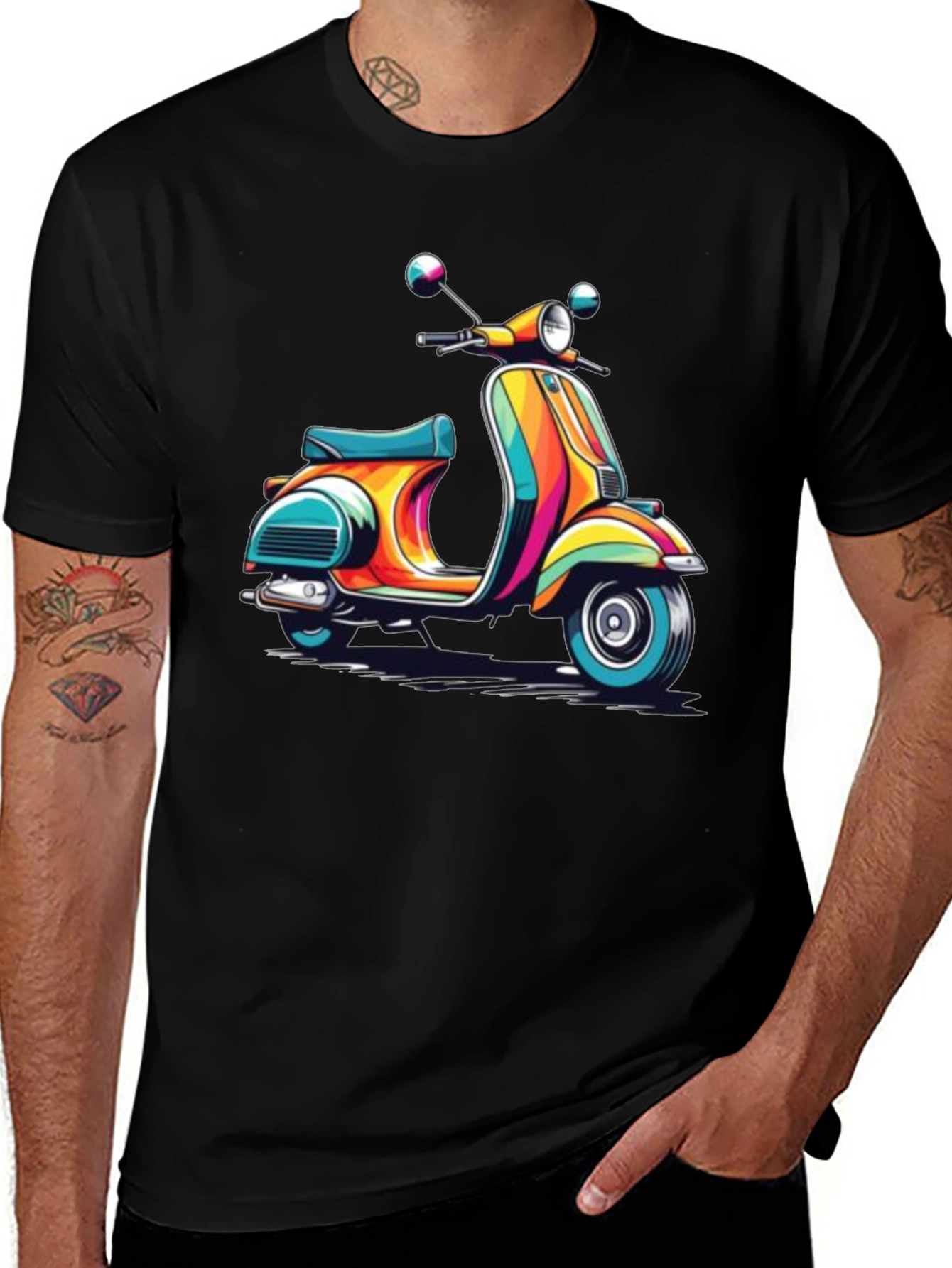 Variant 14 of Retro Scooter Graphic Tee - Black
