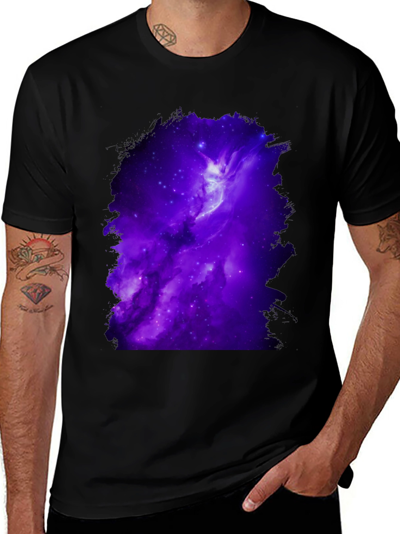 Variant 4 of Galaxy Print Black T-Shirt