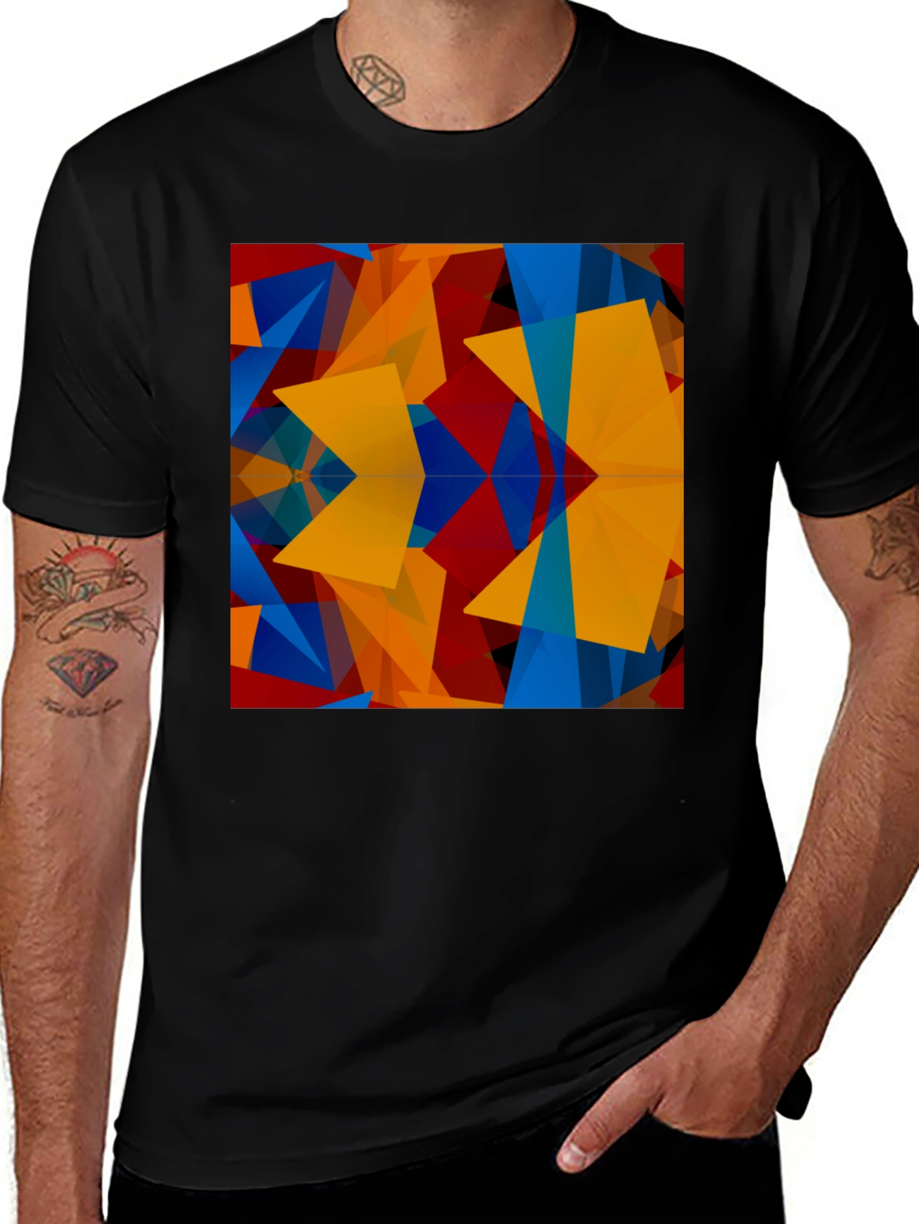Variant 30 of Abstract Geometric Pattern Black T-Shirt