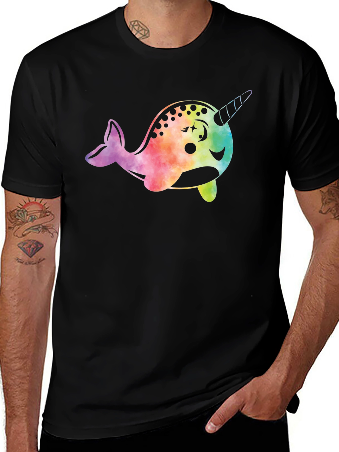 Variant 3 of Narwhal Graphic Tee - Black Cotton Comfort