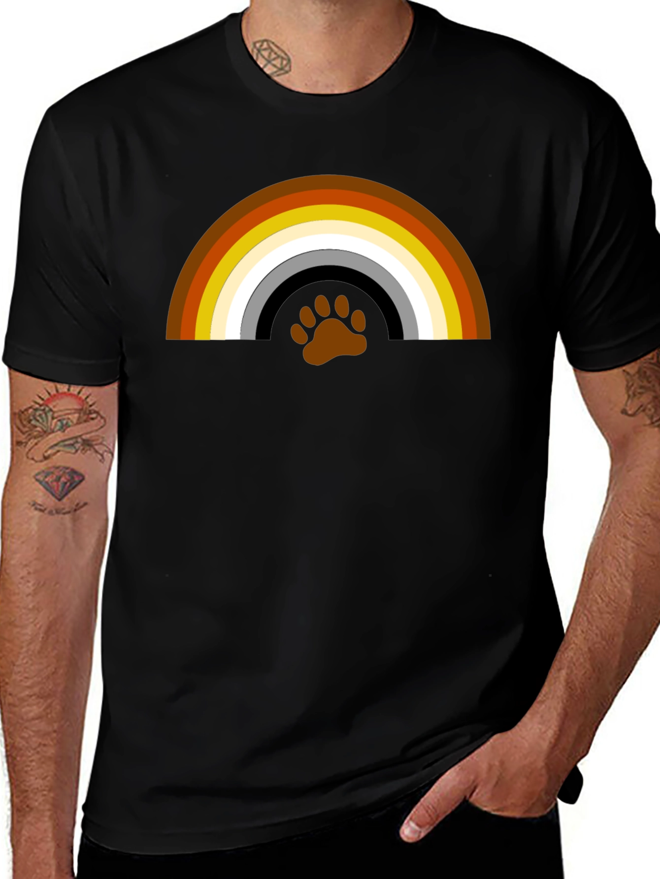 Bear Pride Rainbow Paw Print T-Shirt