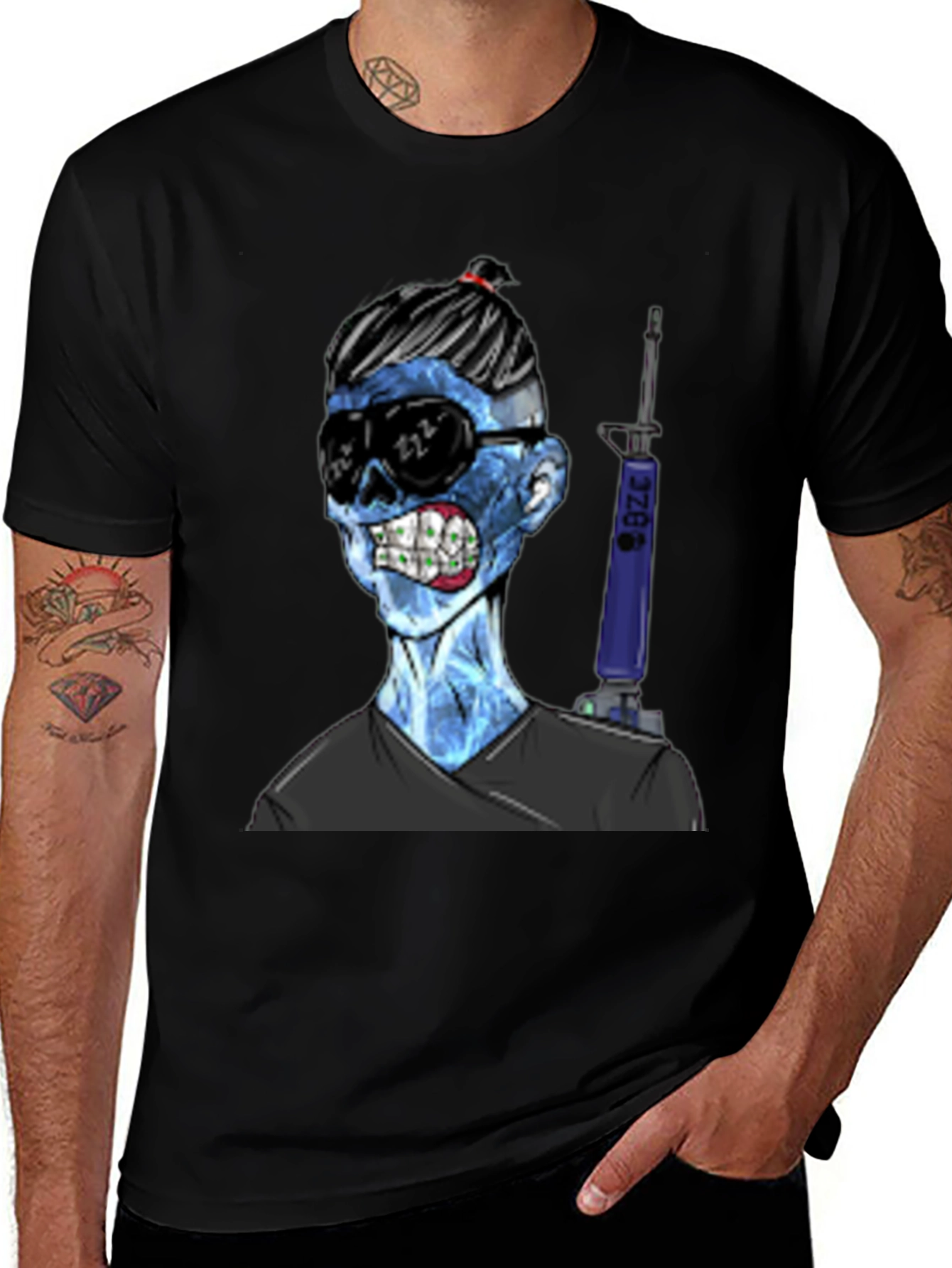 Variant 13 of Cool Graphic T-Shirt with Zombie Style Design