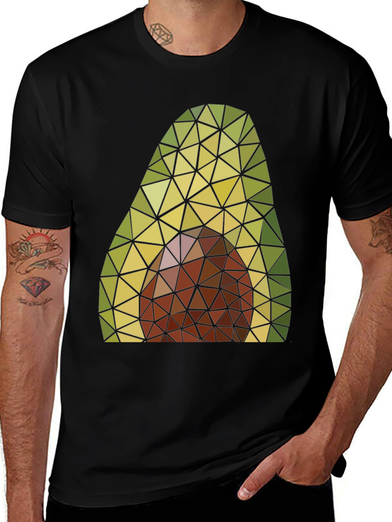 Variant 28 of Geometric Avocado T-Shirt - Unique Black Graphic Tee