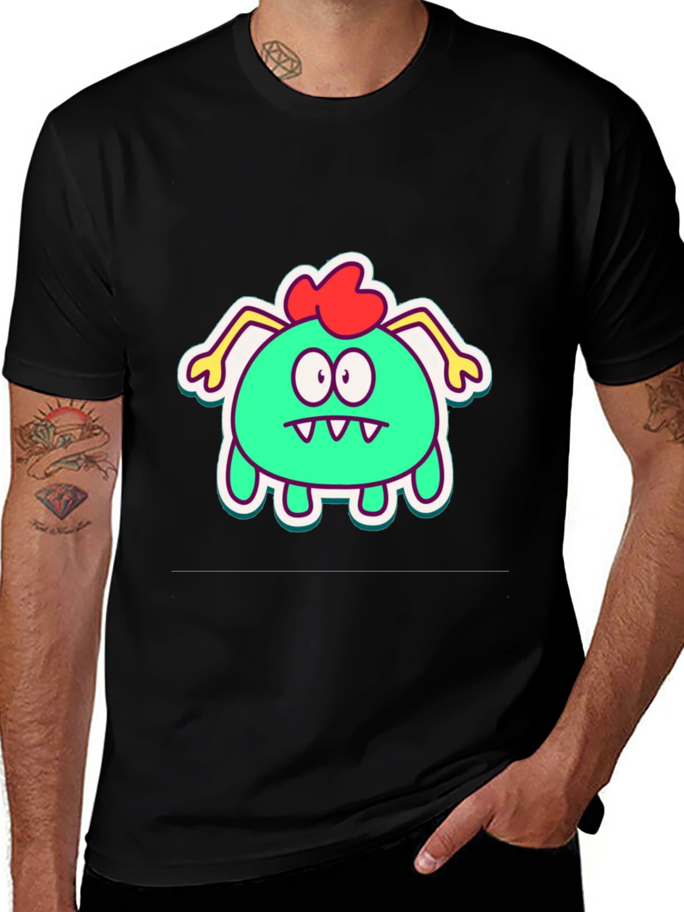 Variant 6 of Funky Monster Graphic Tee - Black Cotton T-Shirt