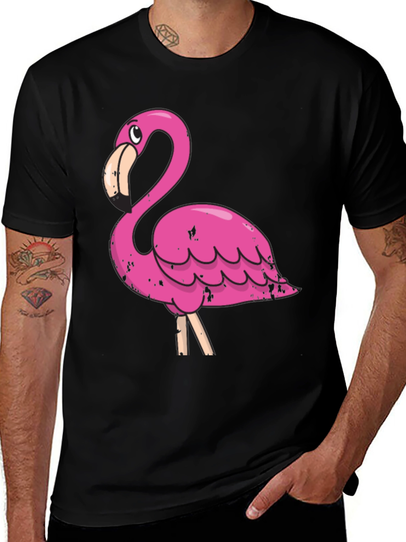 Variant 11 of Flamingo Graphic Print Black T-Shirt