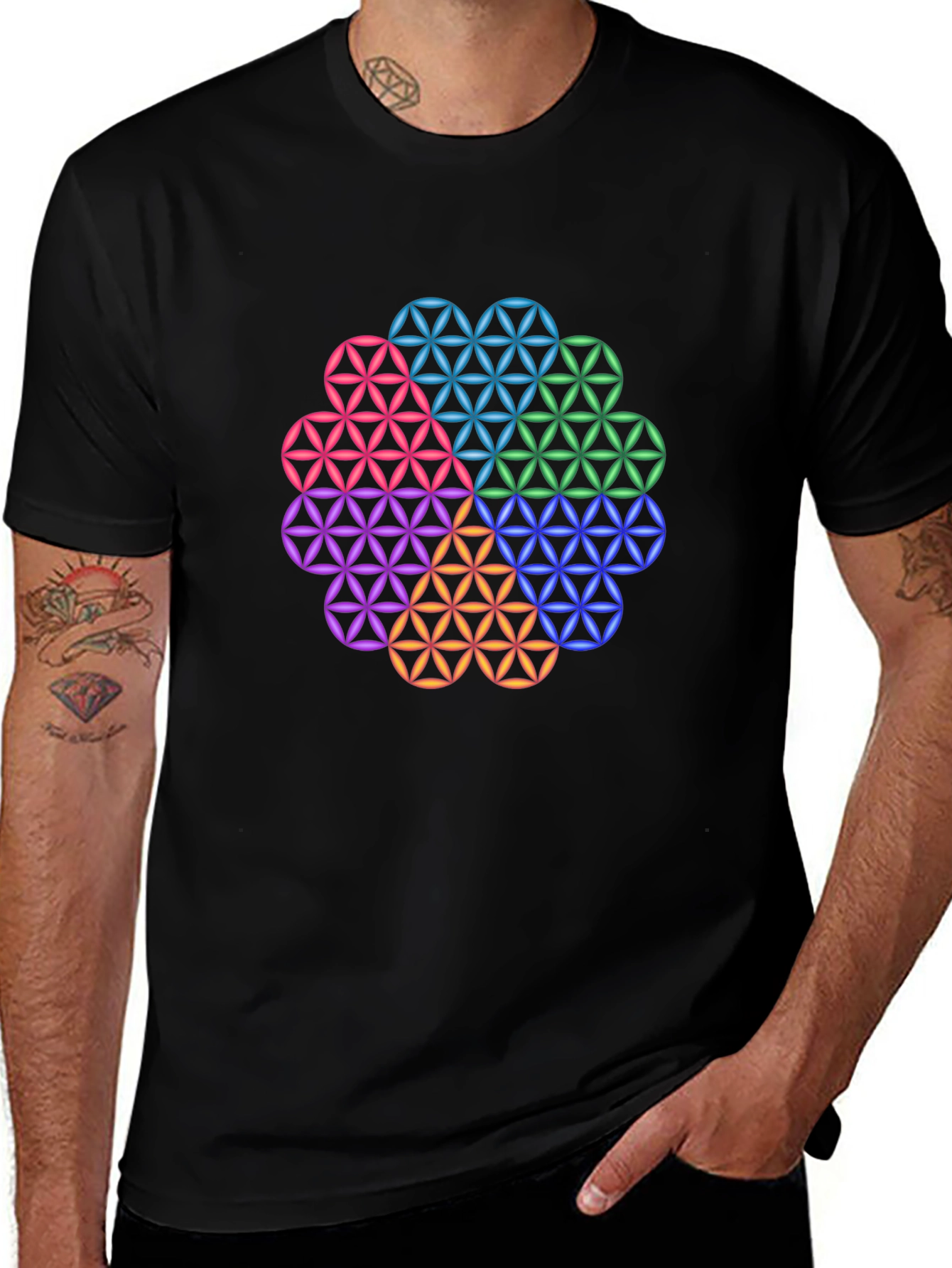 Variant 21 of Flower of Life Geometric T-Shirt