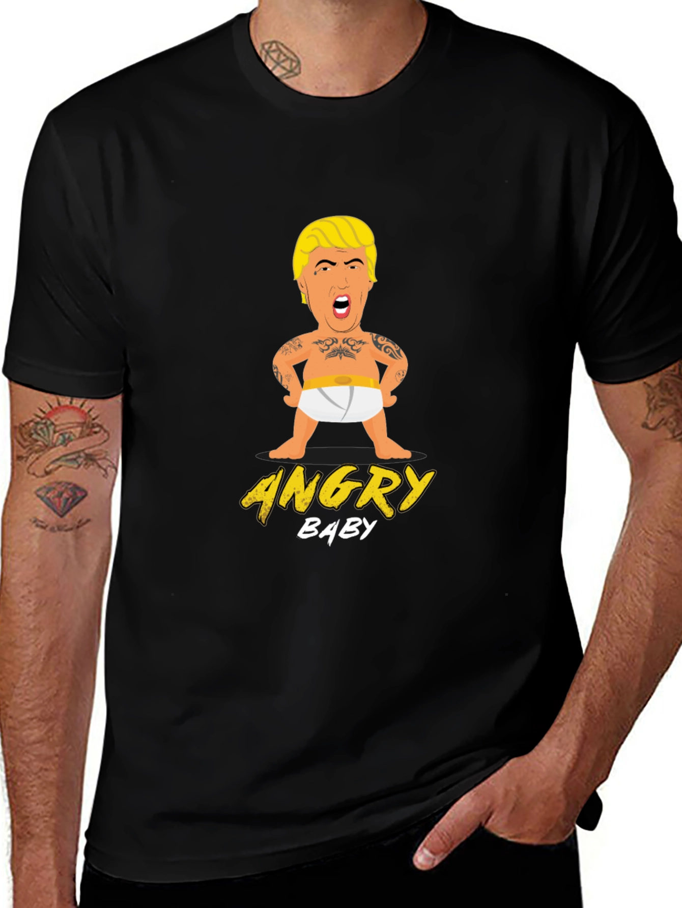 Black Angry Baby T-Shirt - Political Humor Tee main image