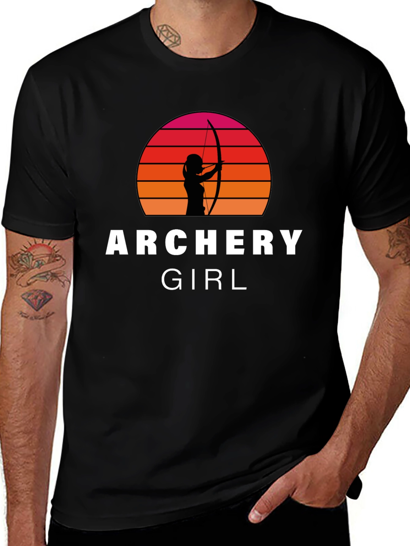 Variant 14 of Archery Girl T-Shirt - Retro Sunset Archer Tee