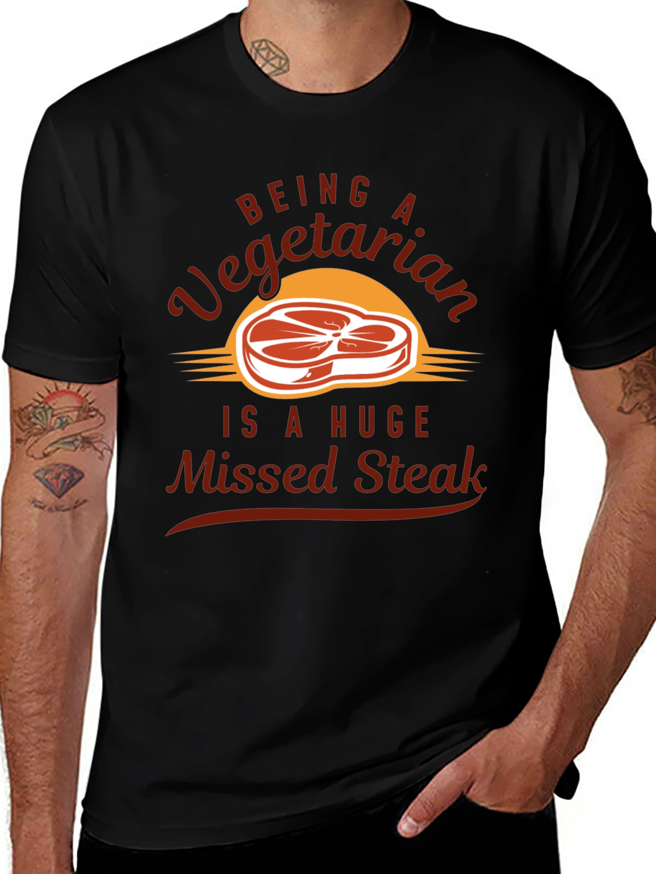 Variant 21 of Funny Vegetarian Steak T-Shirt - Missed Steak Graphic Tee