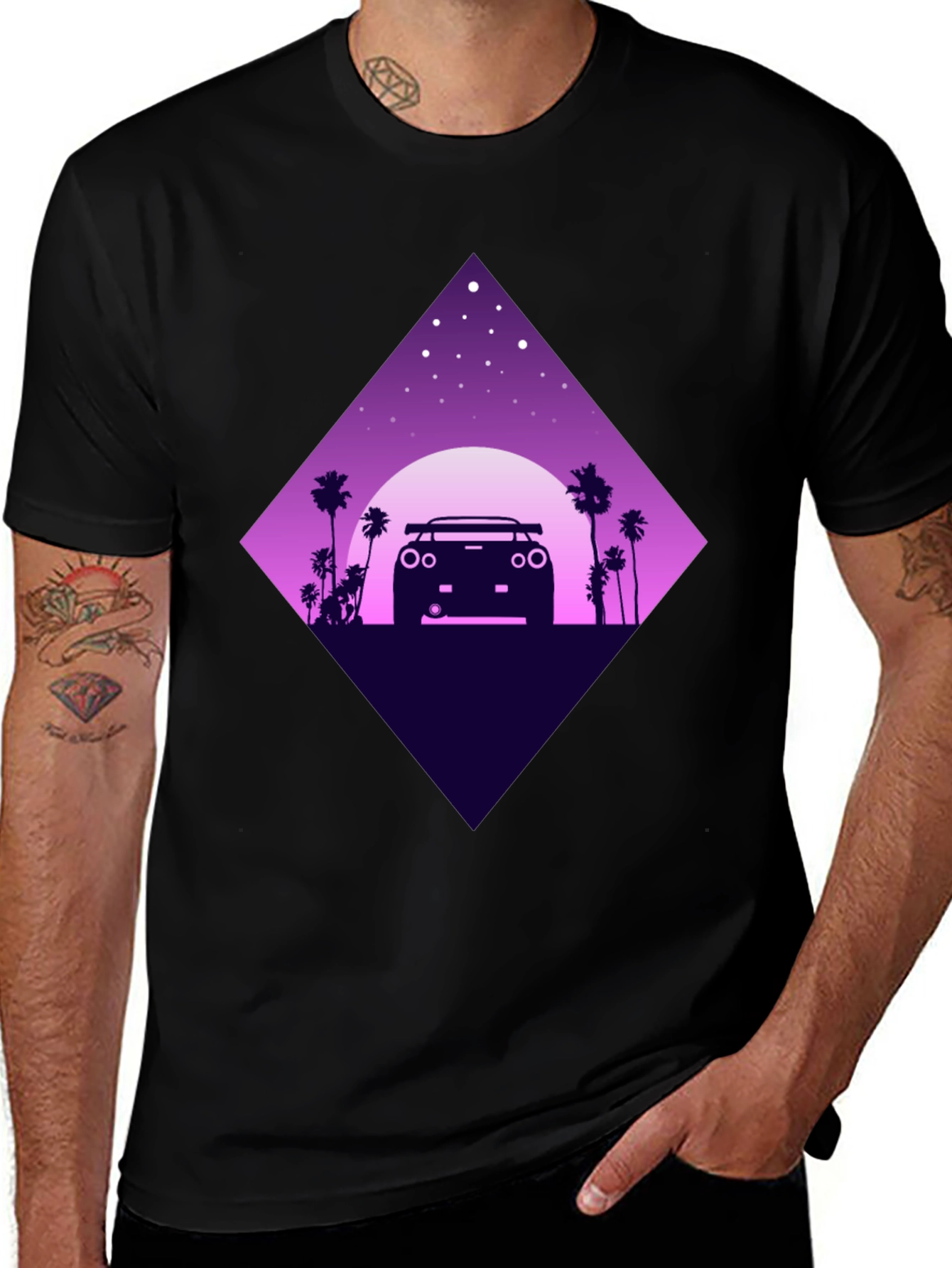 Variant 9 of Retro Car T-Shirt - Night Drive Design