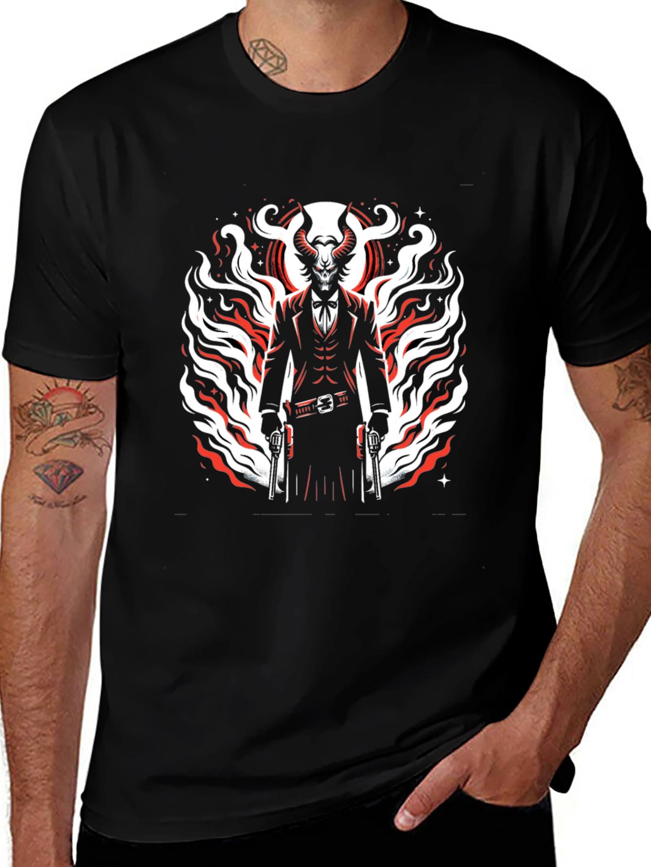 Variant 5 of Devil Gunslinger Graphic Tee - Mens Black T-Shirt