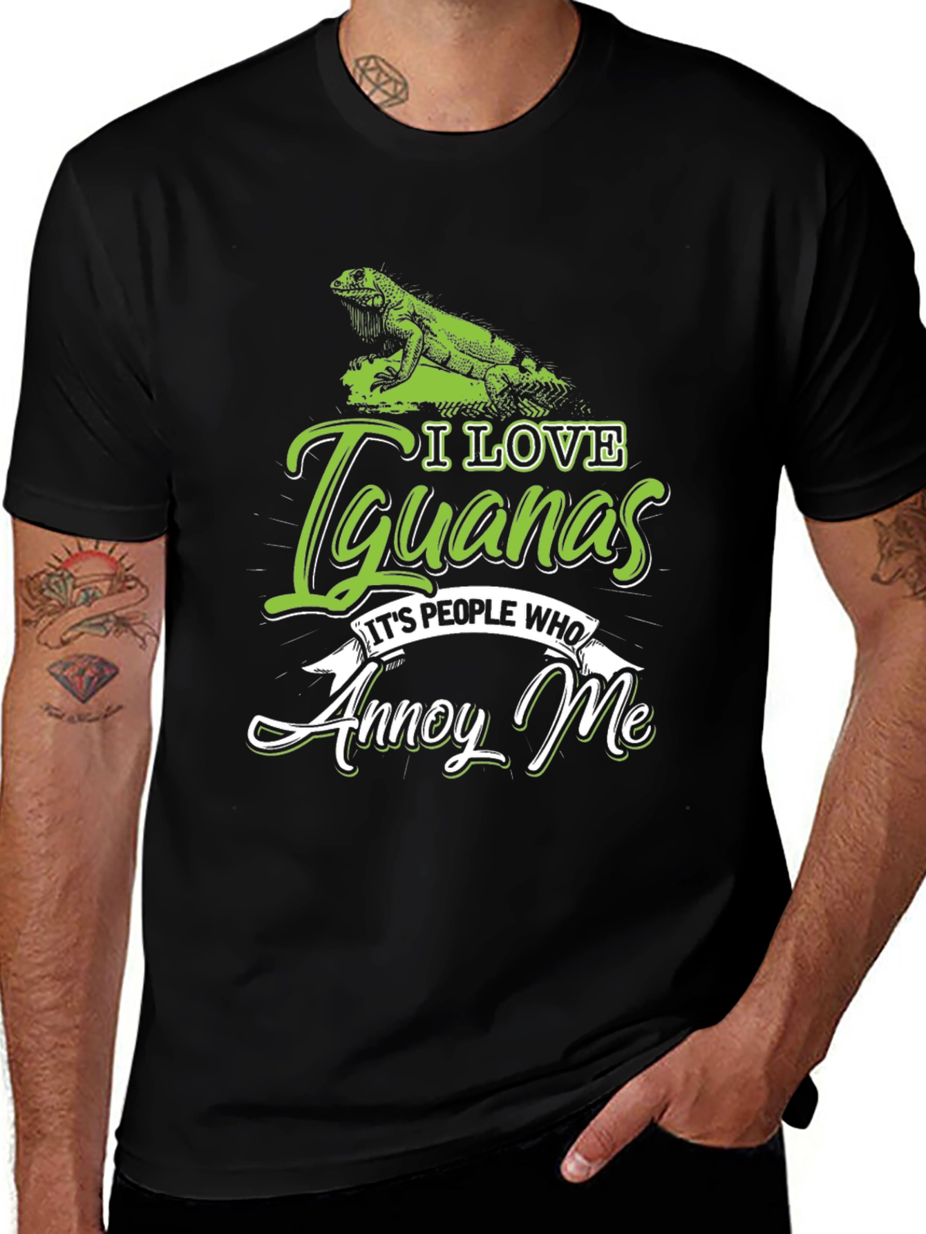 I Love Iguanas Black T-Shirt