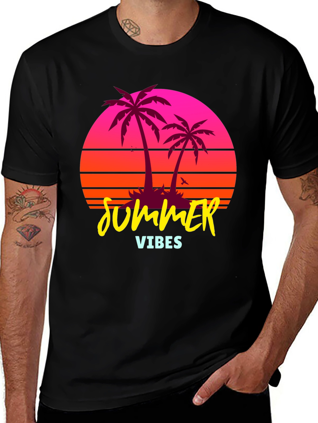 Variant 21 of Summer Vibes Palm Tree Retro Graphic T-Shirt