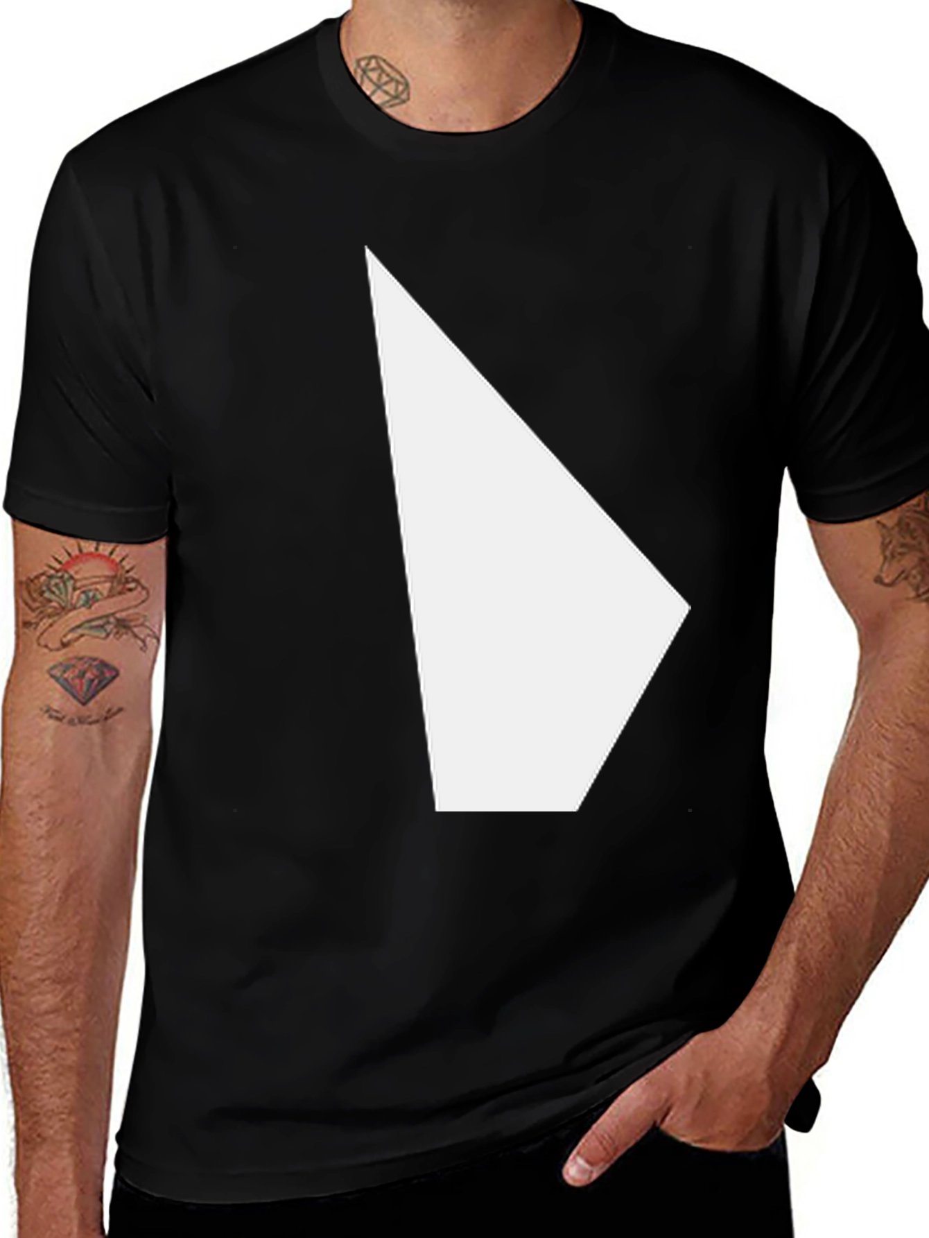 Variant 2 of Modern Graphic Tee - Black Shirt with White Triangle