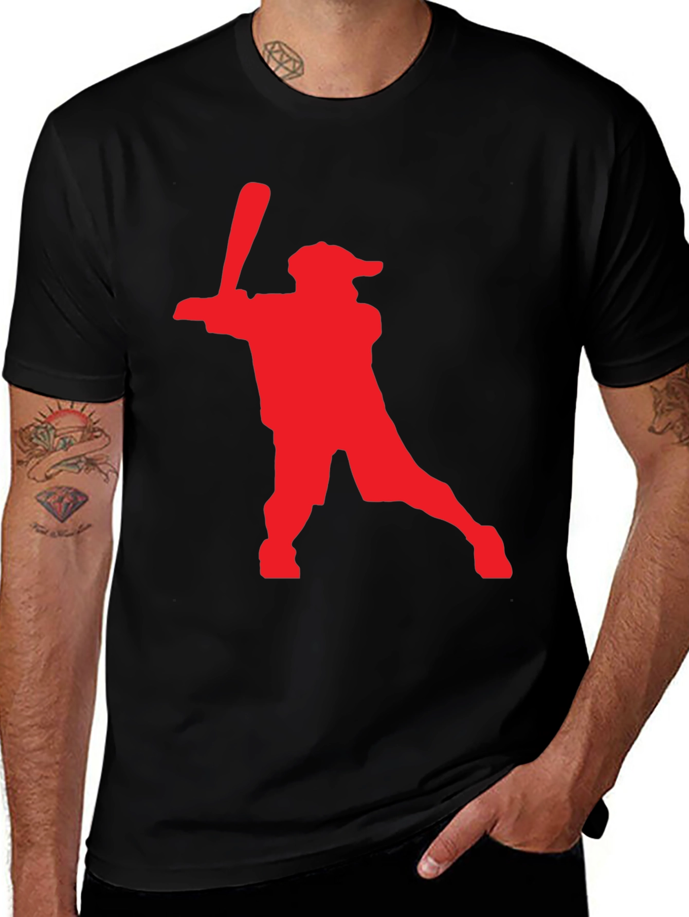 Variant 6 of Baseball Player Silhouette Tee - Stylish Graphic T-Shirt
