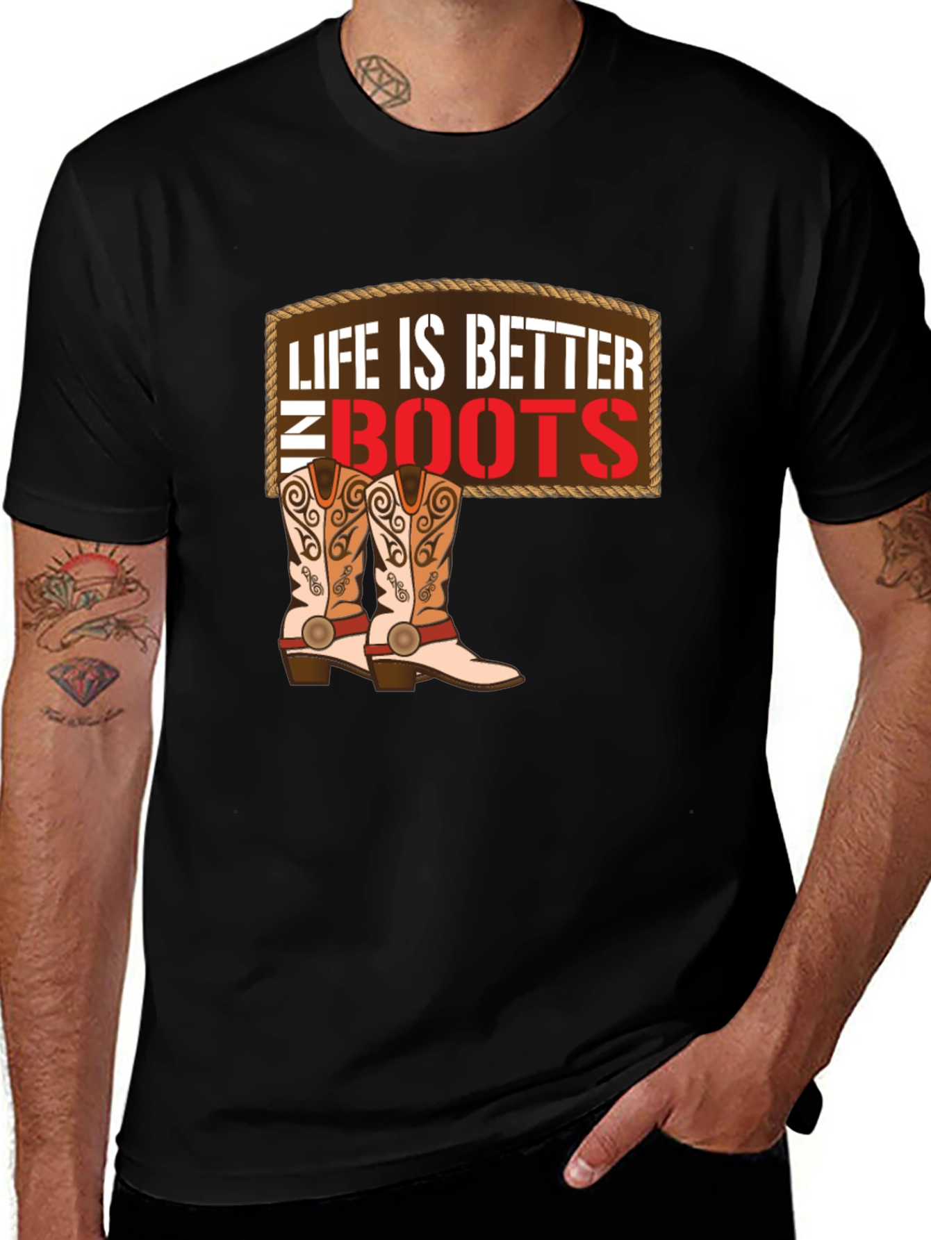 Variant 16 of Life is Better in Boots T-Shirt - Cowboy Style