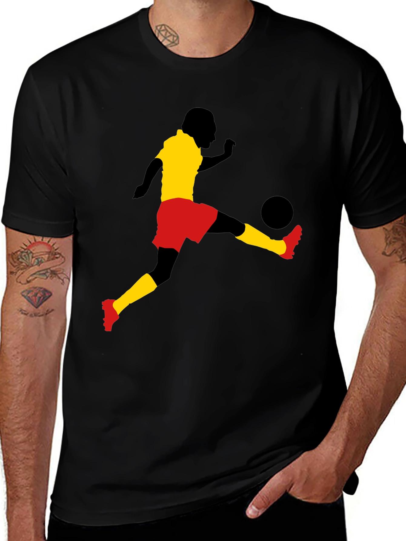 Variant 19 of Soccer Player Graphic Tee - Stylish Black T-Shirt