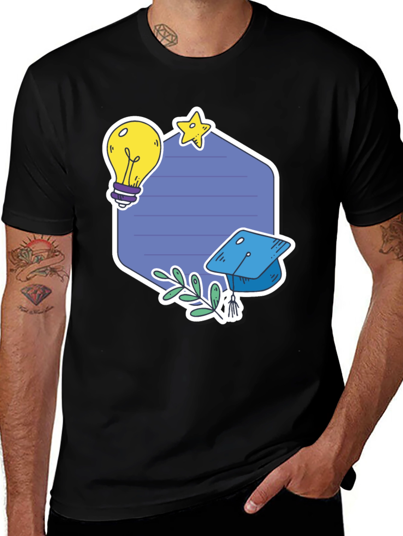 Cartoon Education T-Shirt - Black