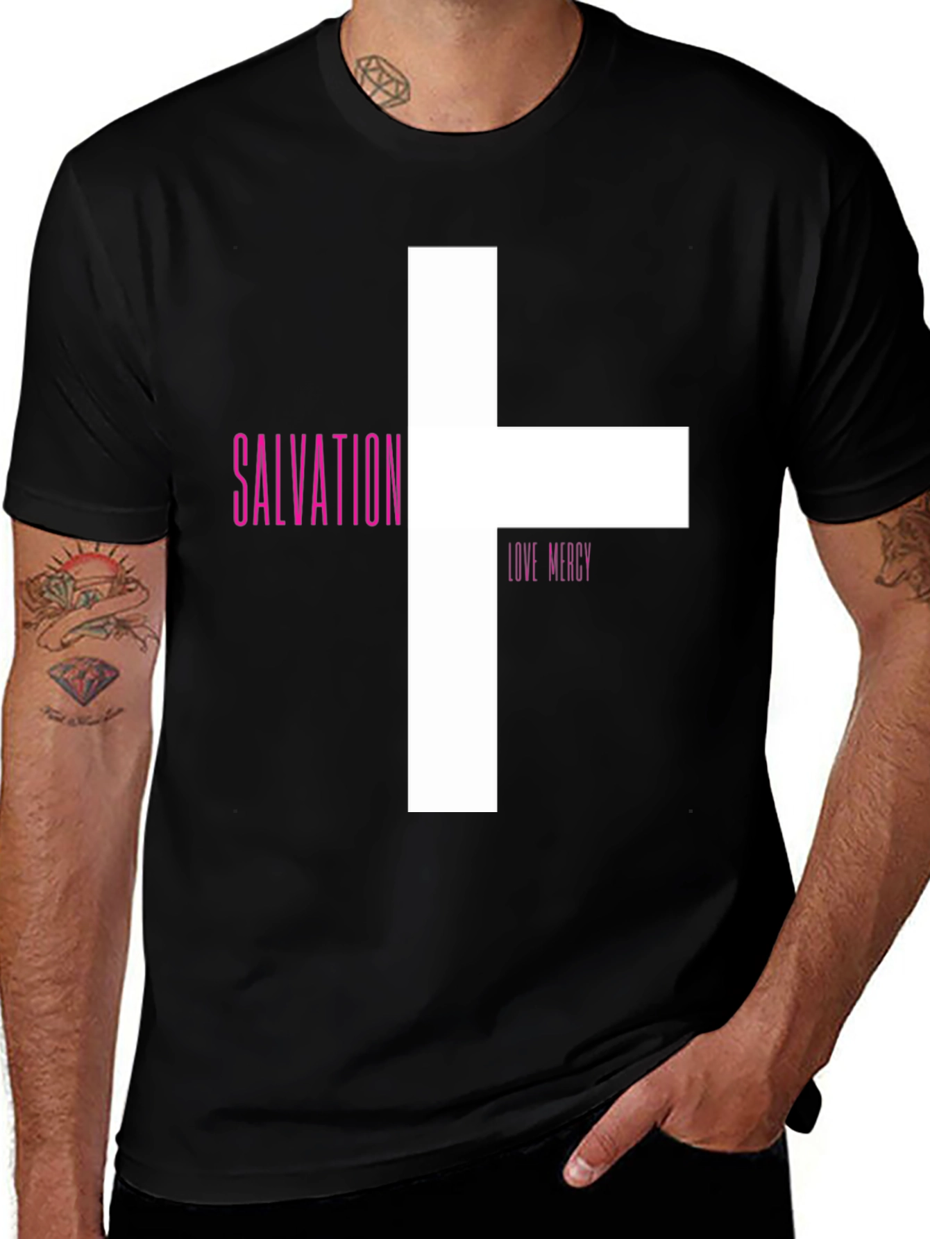 Variant 13 of Salvation Love Mercy Graphic Tee - Black