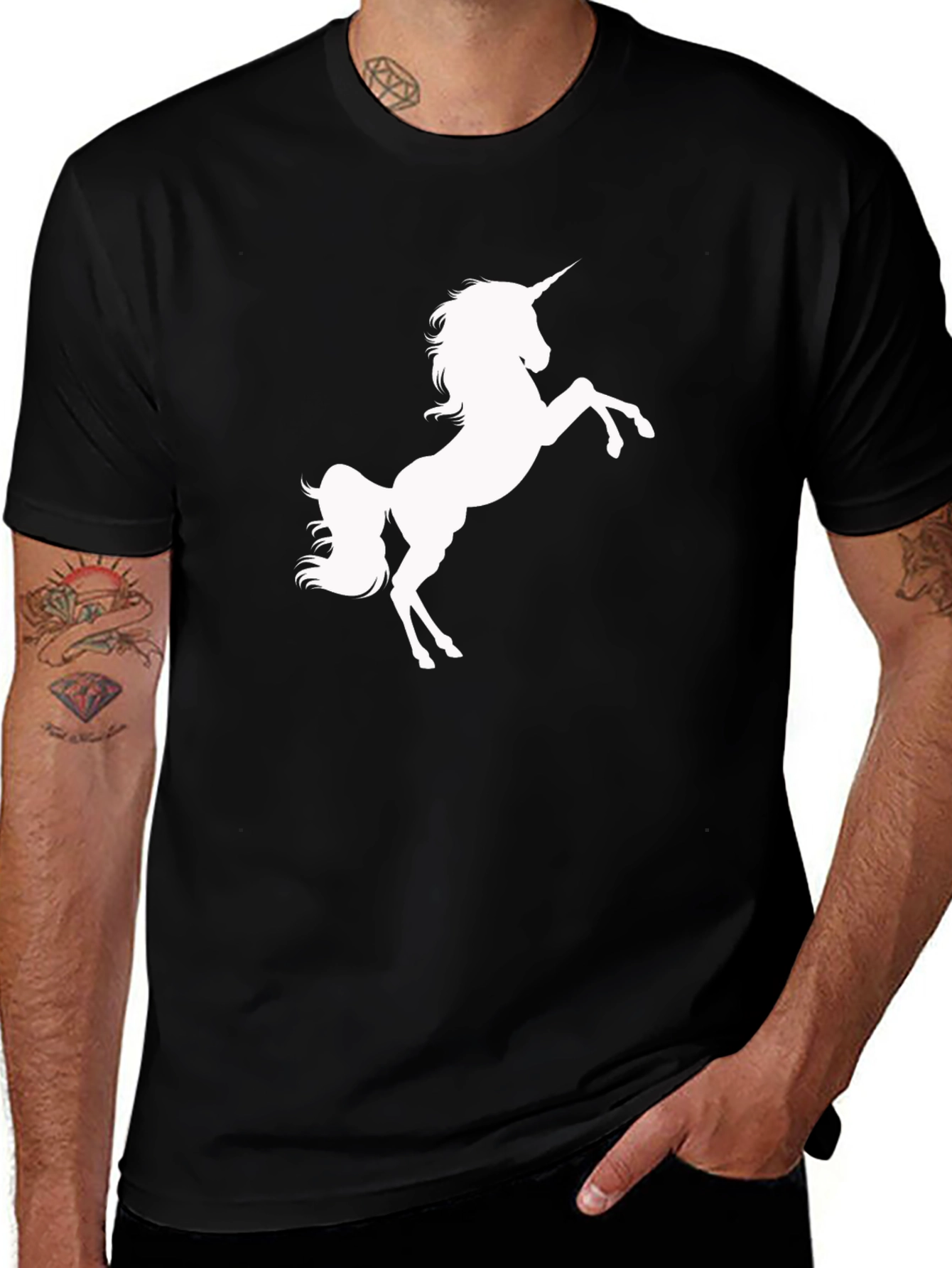Variant 7 of Unicorn Graphic Tee - Black Cotton Blend