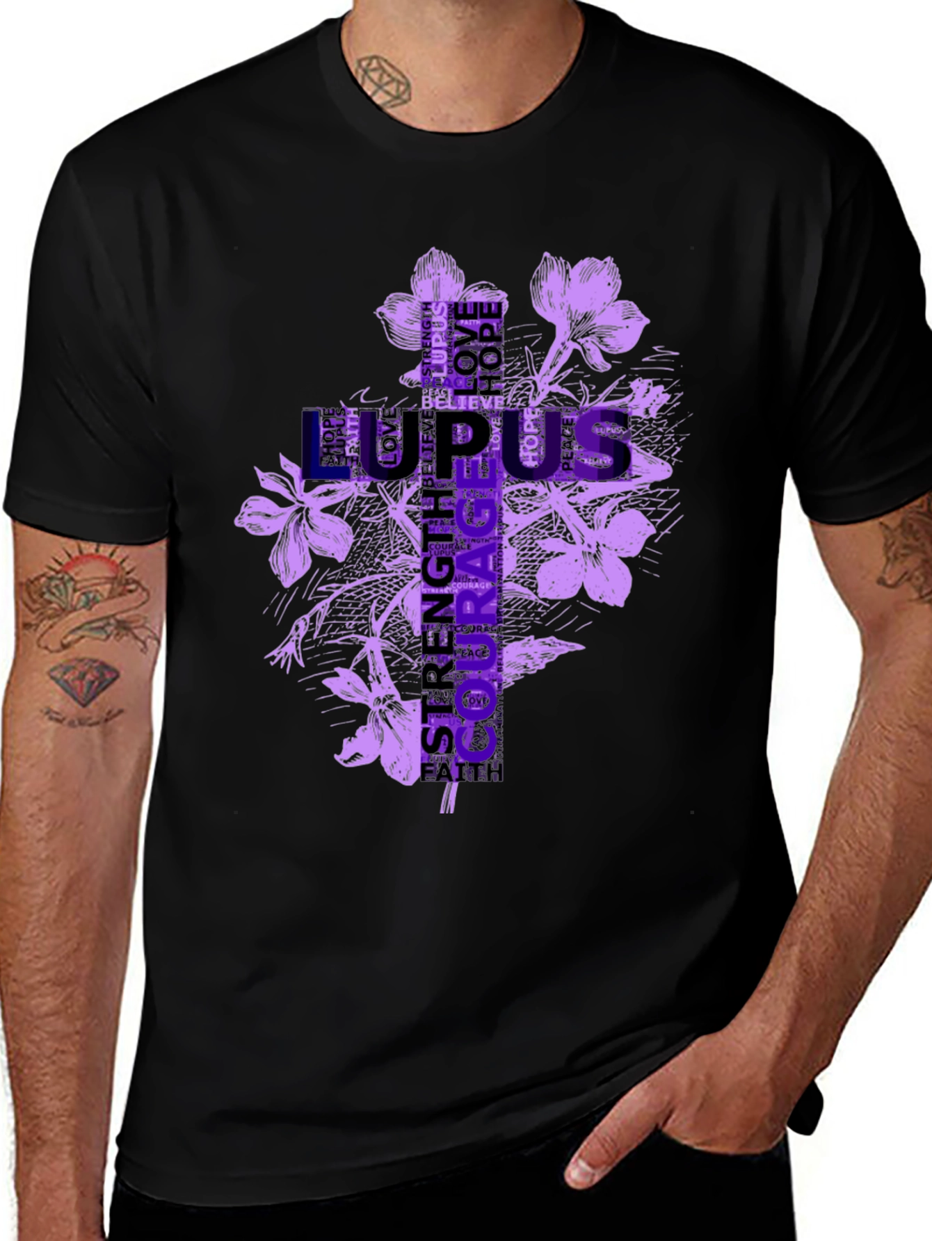 Variant 17 of Lupus Awareness Flower Graphic T-Shirt