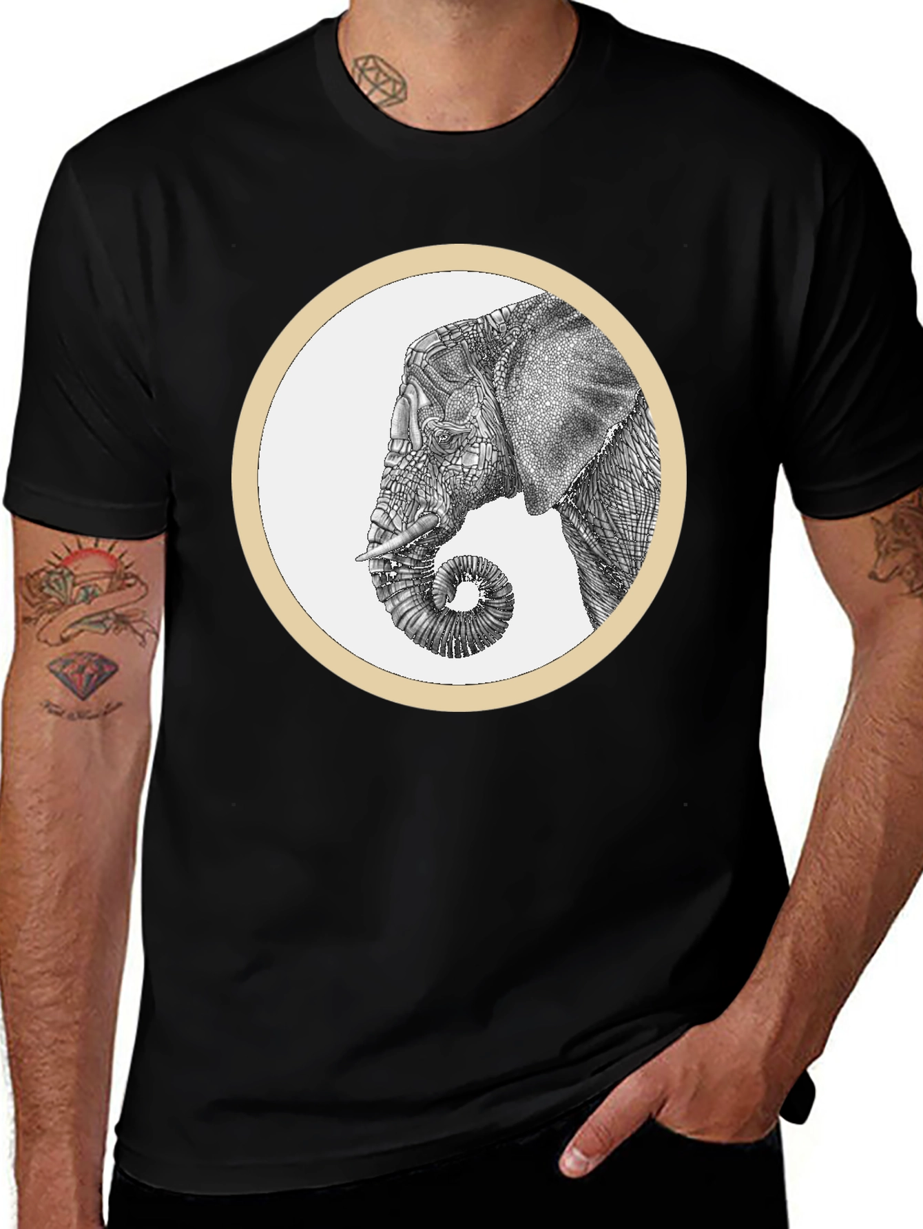 Elephant Graphic Tee - Stylish Black Cotton T-Shirt