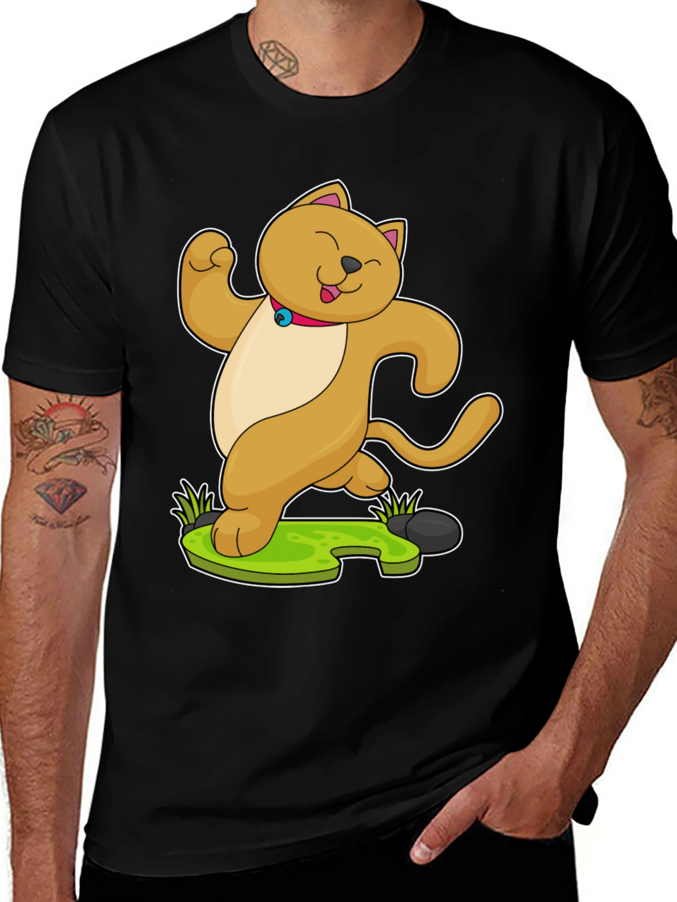 Dancing Cat Cartoon Graphic T-Shirt