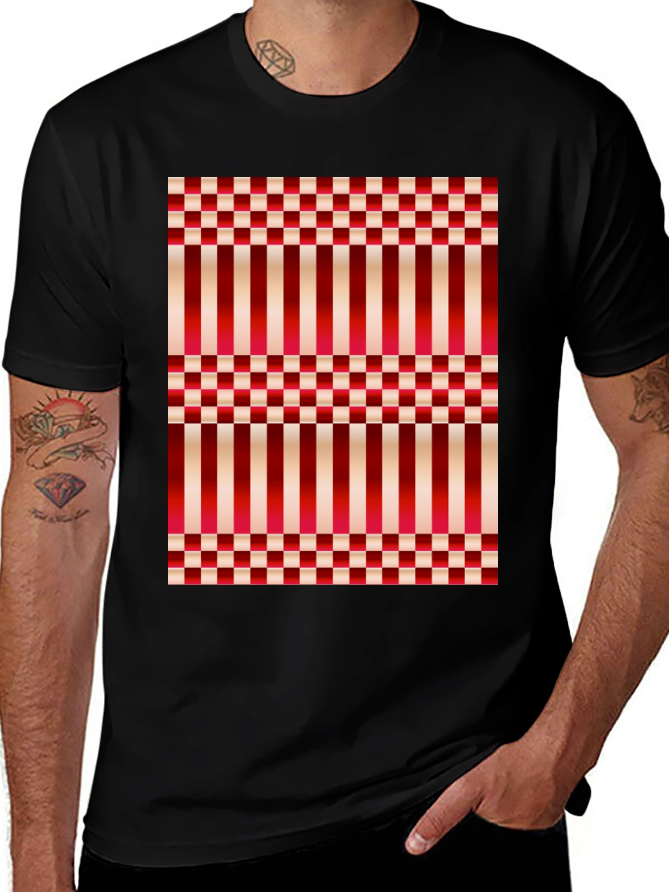 Variant 16 of Striped & Checkered Pattern T-Shirt