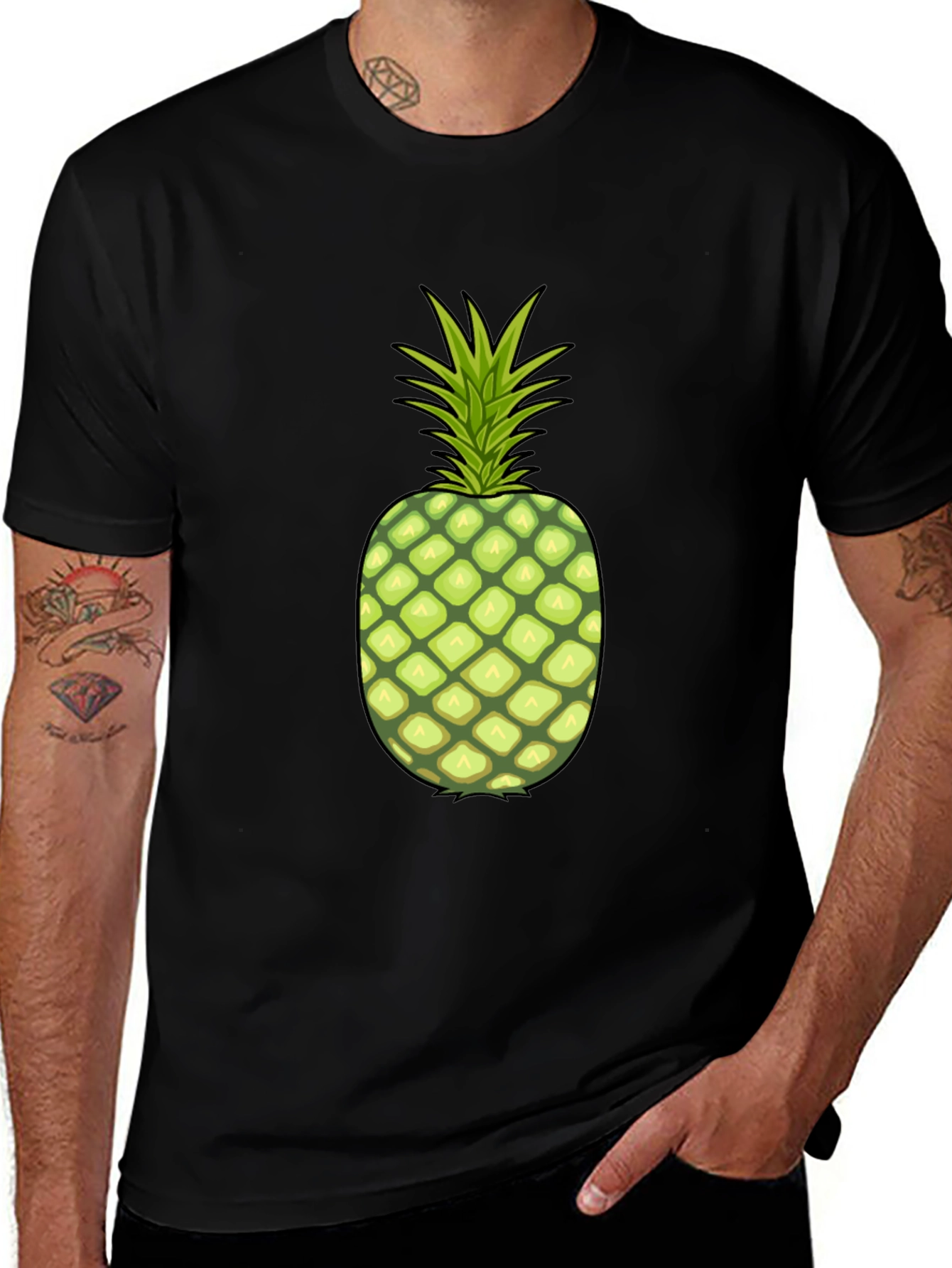 Variant 2 of Pineapple Graphic Print Tee - Casual Black T-Shirt