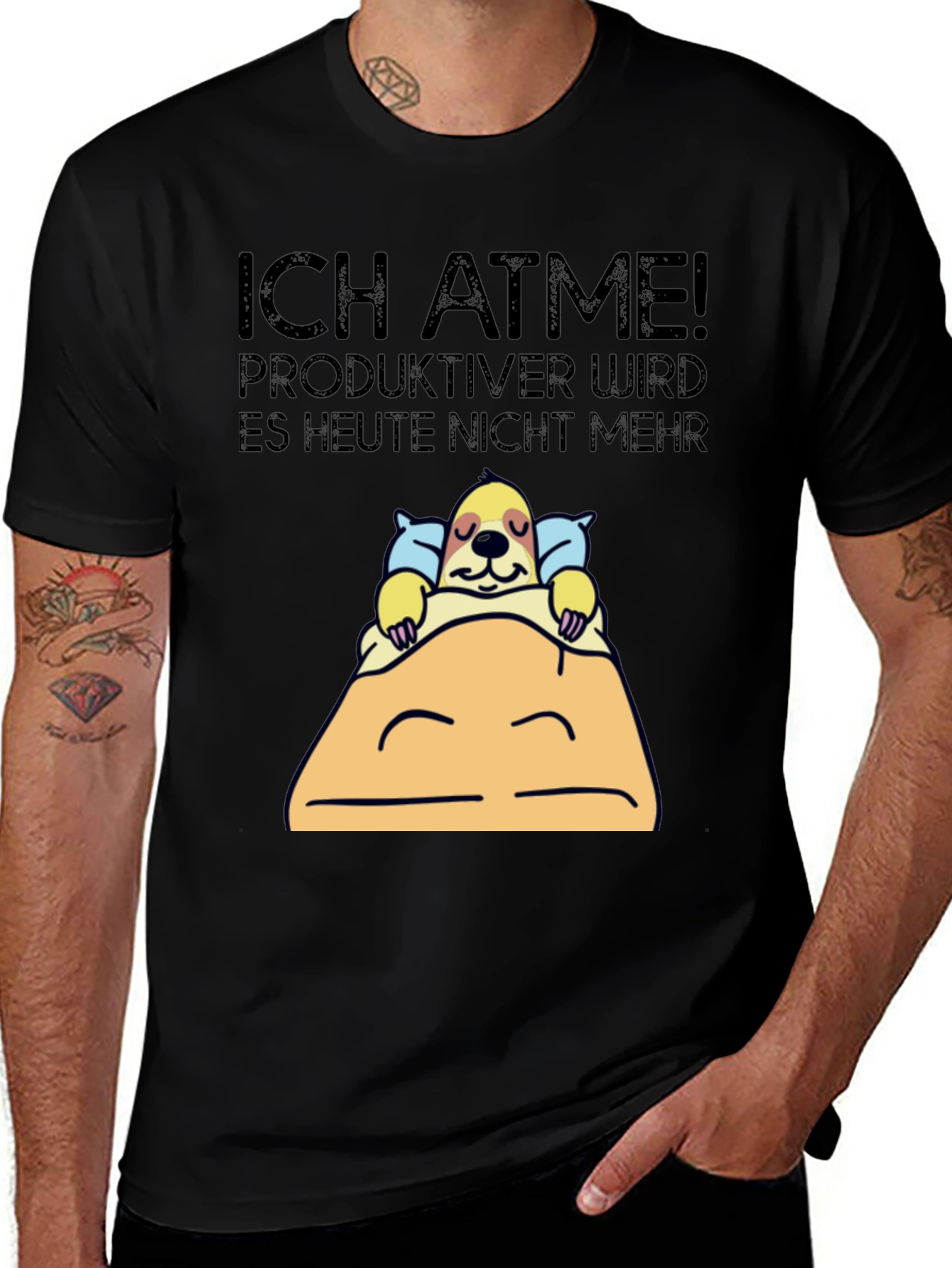 Variant 3 of Ich Atme Sloth Graphic Tee - Funny Lazy Day Shirt