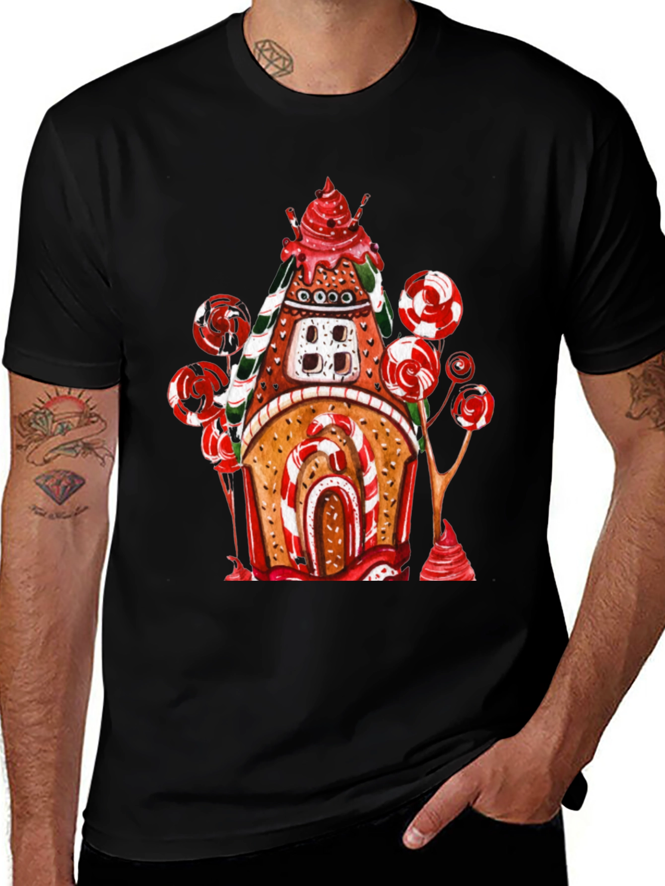 Variant 29 of Gingerbread House T-Shirt - Festive Holiday Apparel