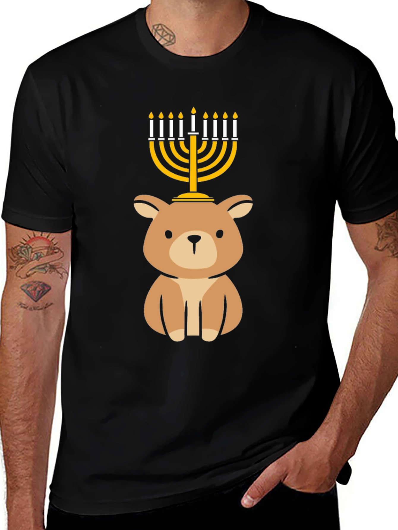 Cute Hanukkah Bear Menorah T-Shirt