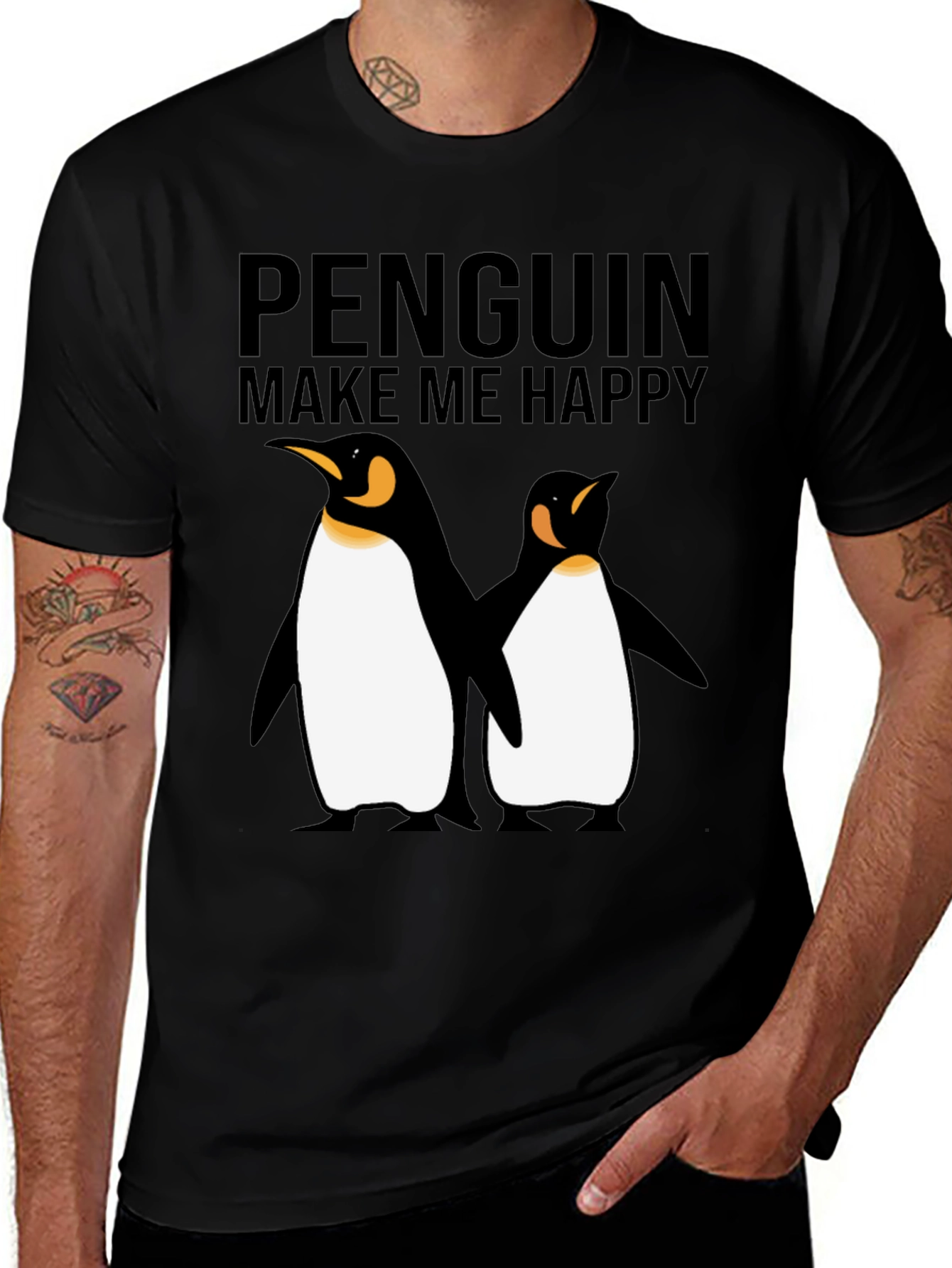 Variant 25 of Penguin Make Me Happy Black T-Shirt