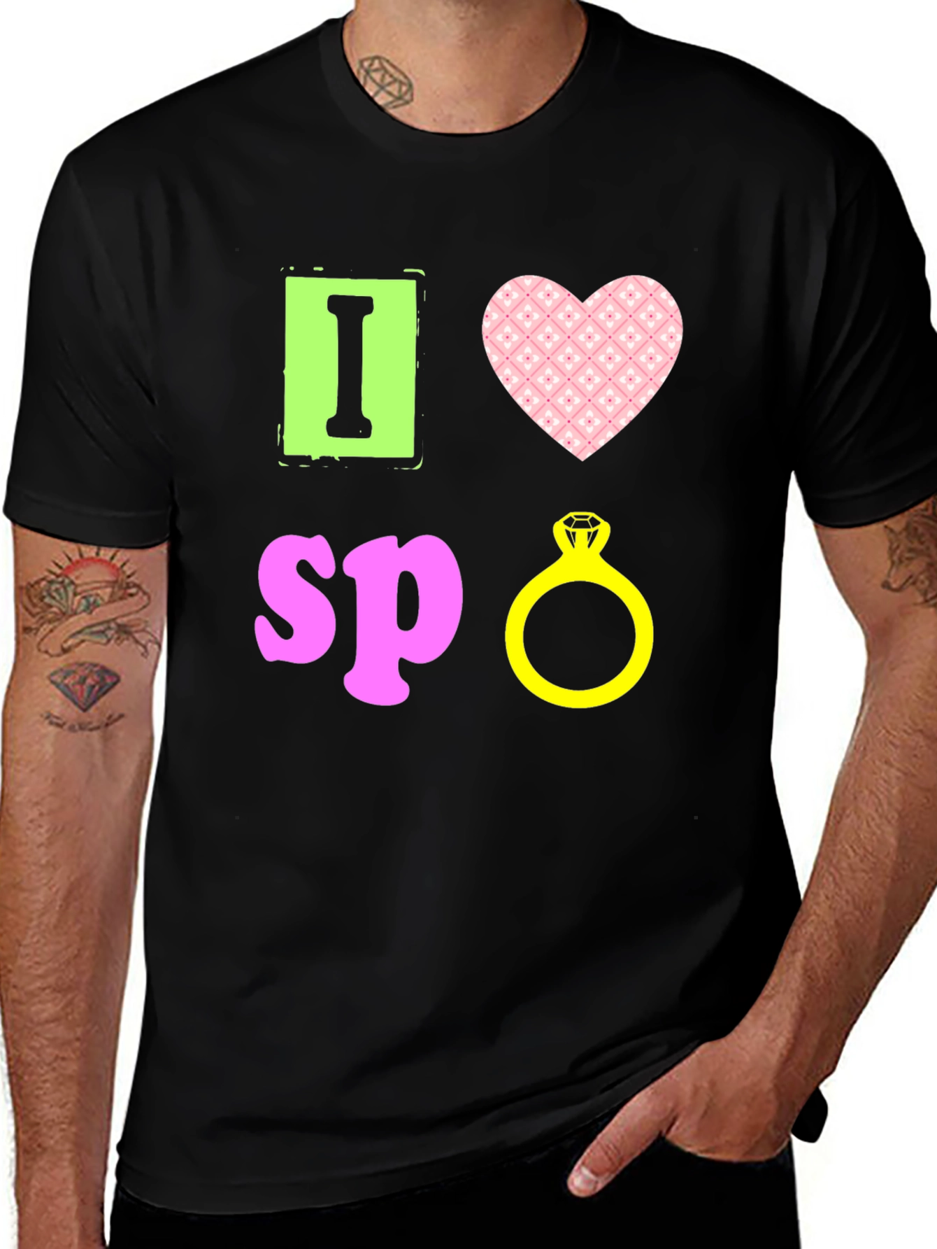 Variant 13 of I Heart SP Wedding Ring Novelty T-Shirt