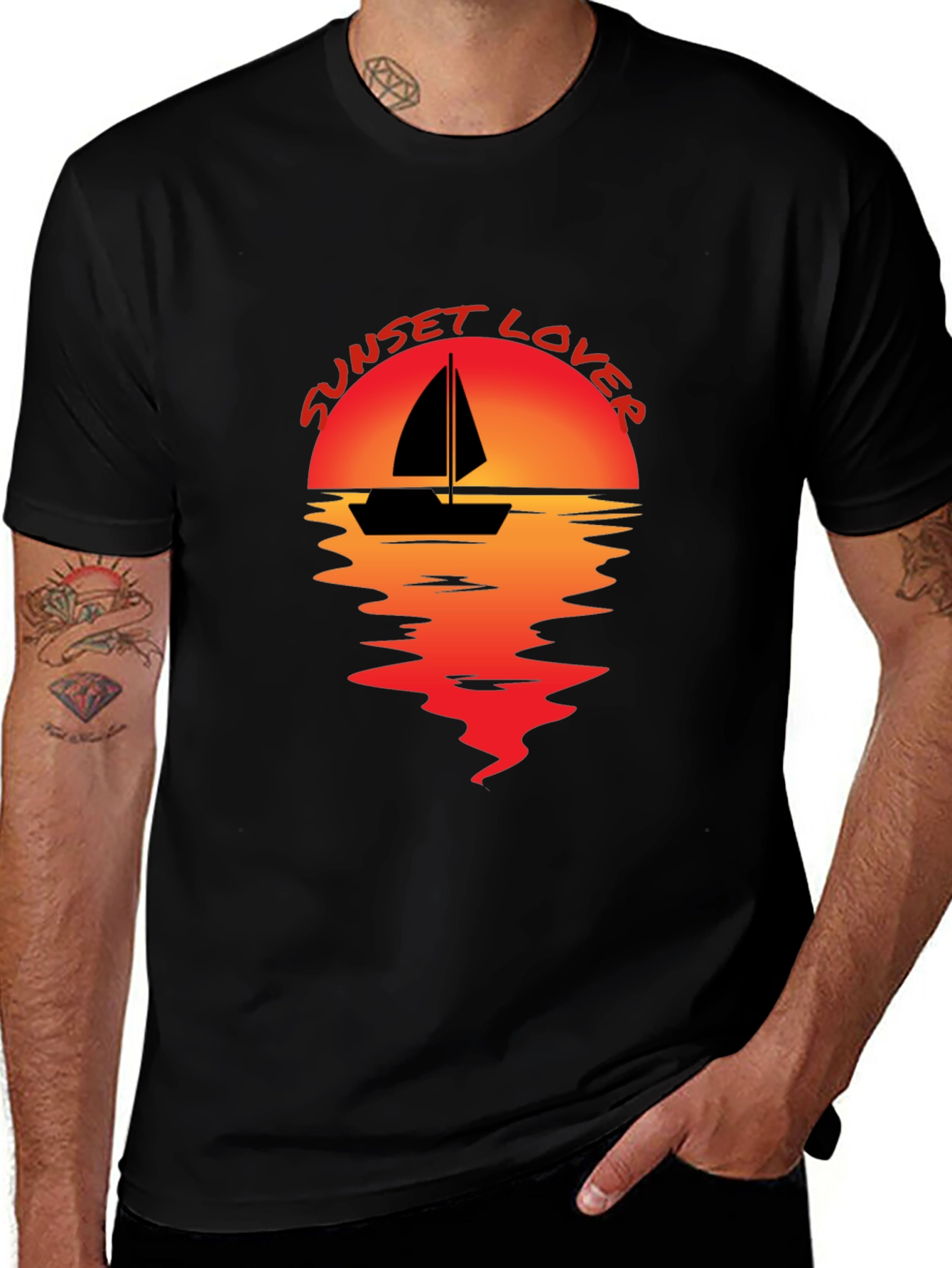 Variant 23 of Sunset Lover Graphic Tee - Sailboat Design