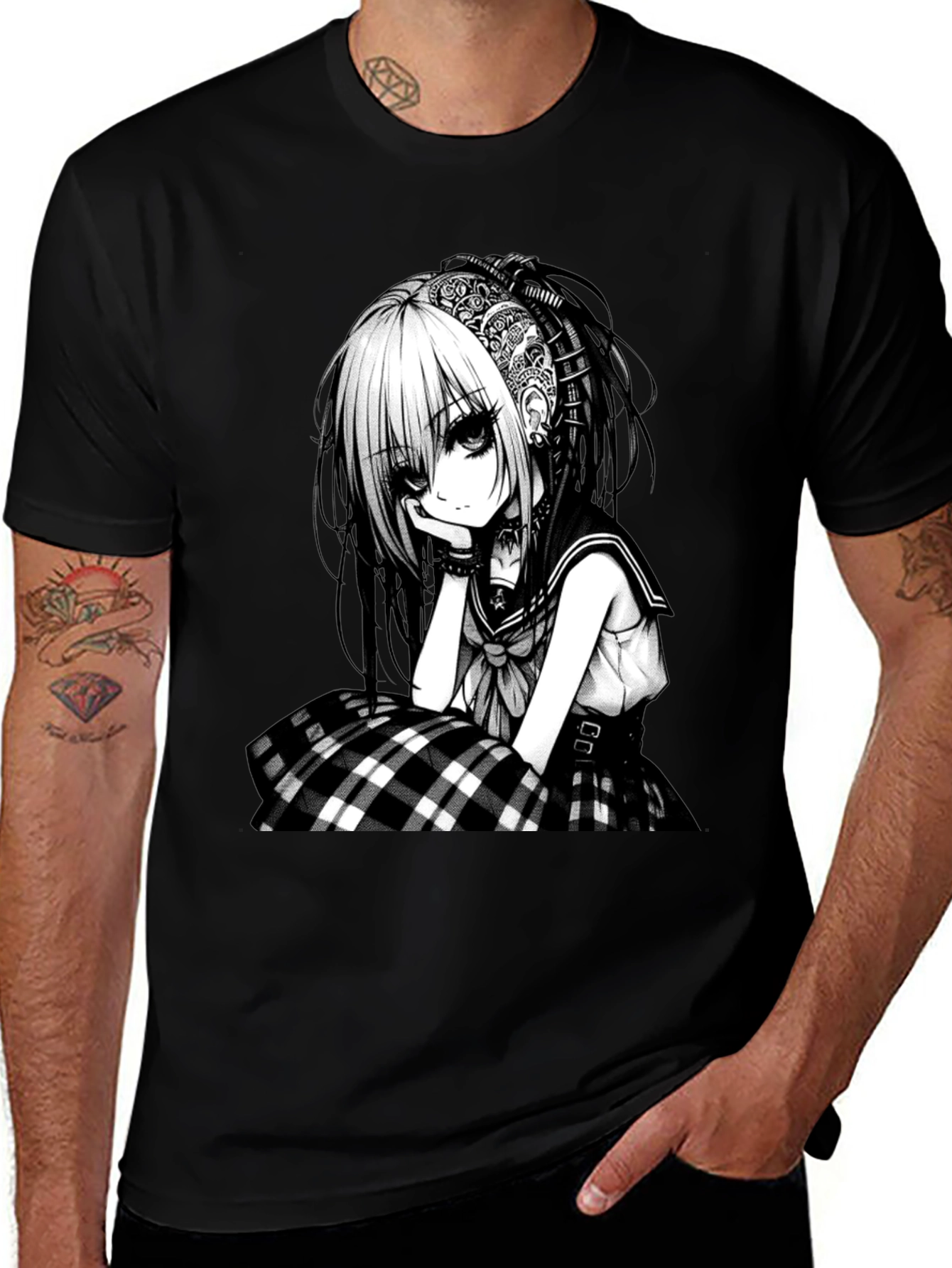 Variant 4 of Anime Girl Graphic Black T-Shirt