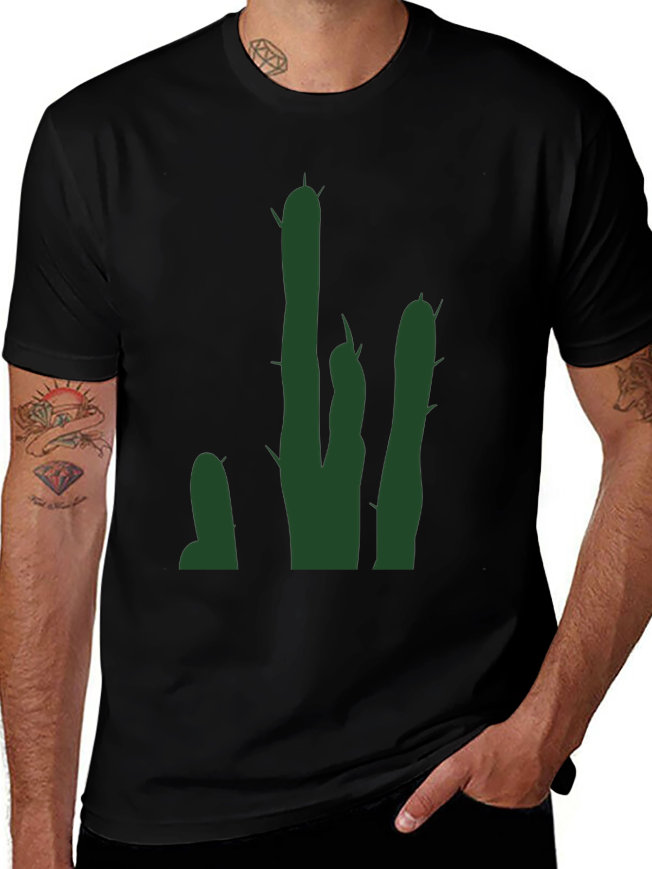 Variant 25 of Cactus Graphic Black T-Shirt