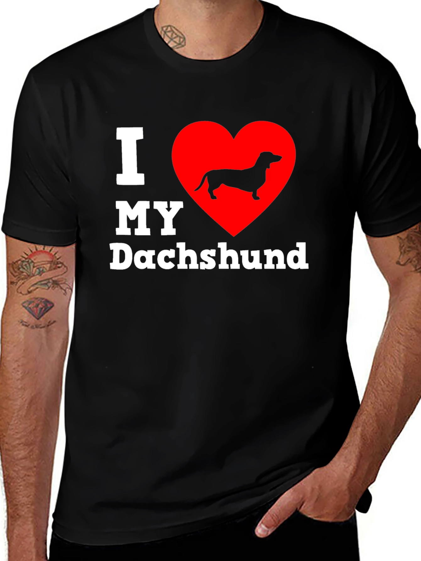 I Heart My Dachshund T-Shirt - Black, Dog Lover Gift