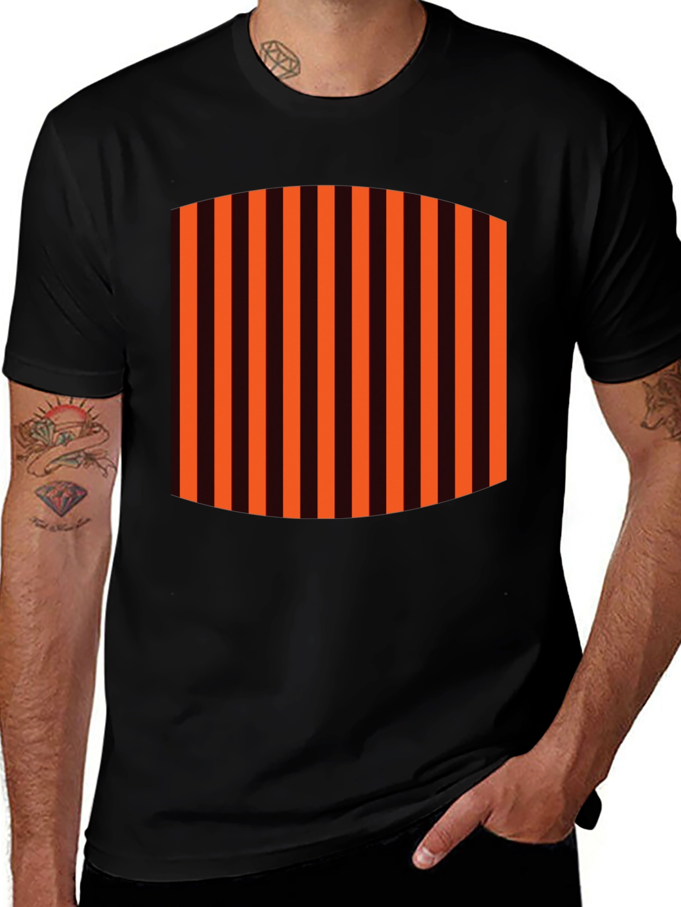 Variant 20 of Striped Graphic Tee - Black
