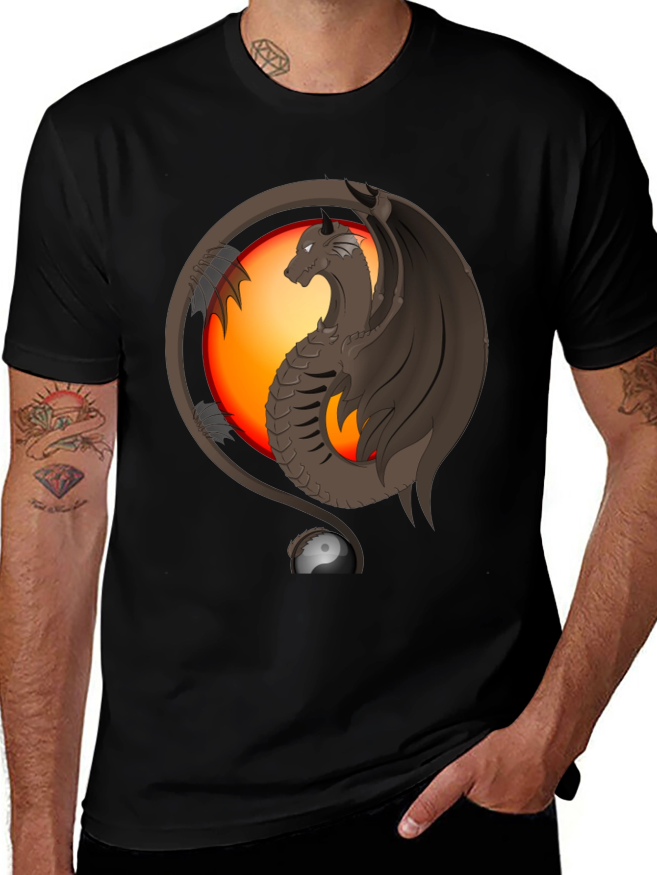 Variant 15 of Dragon Yin Yang Graphic Print T-Shirt